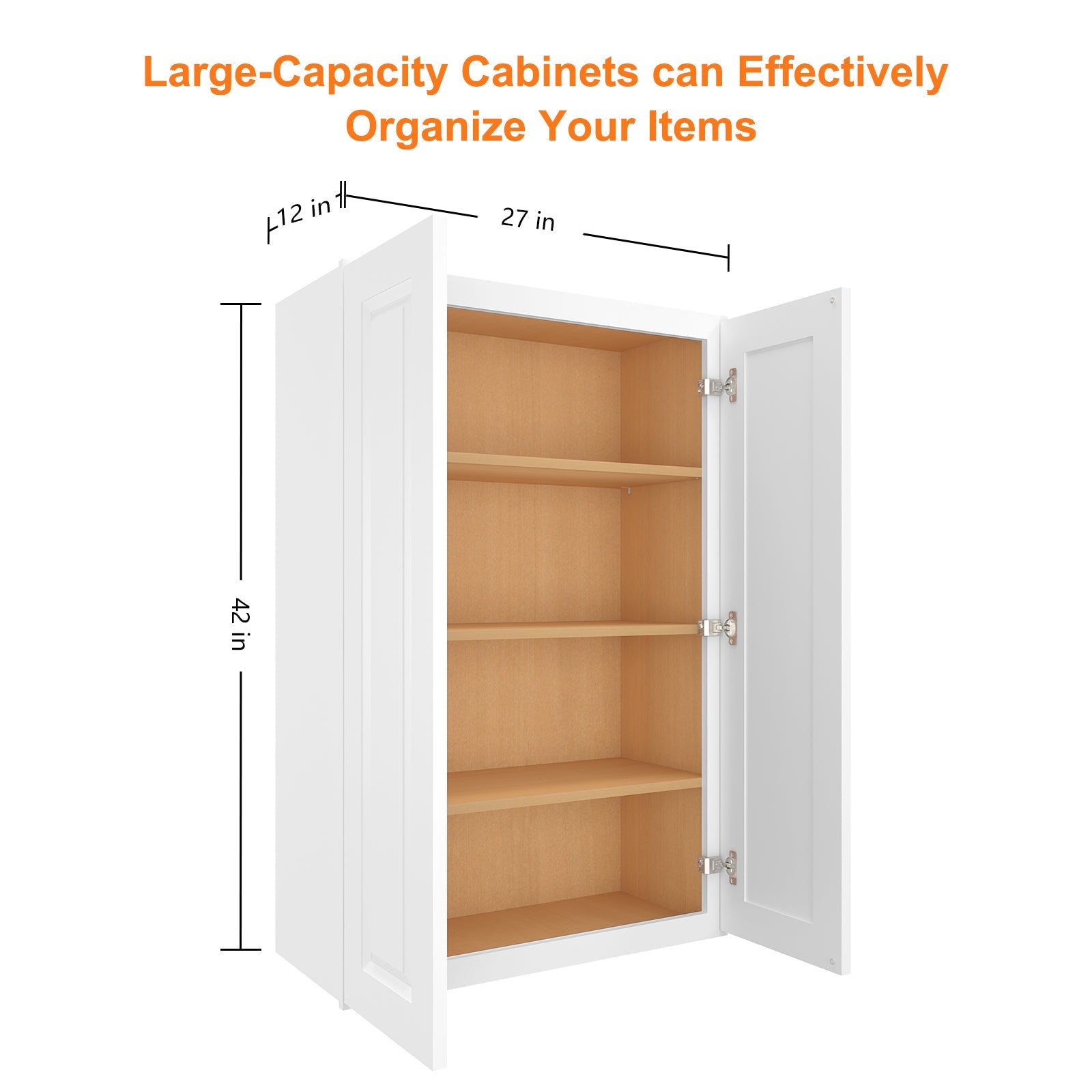 12"D*27"W*42"H Birch Solid Wood Medicine Cabinet Wall Mounted W2742
