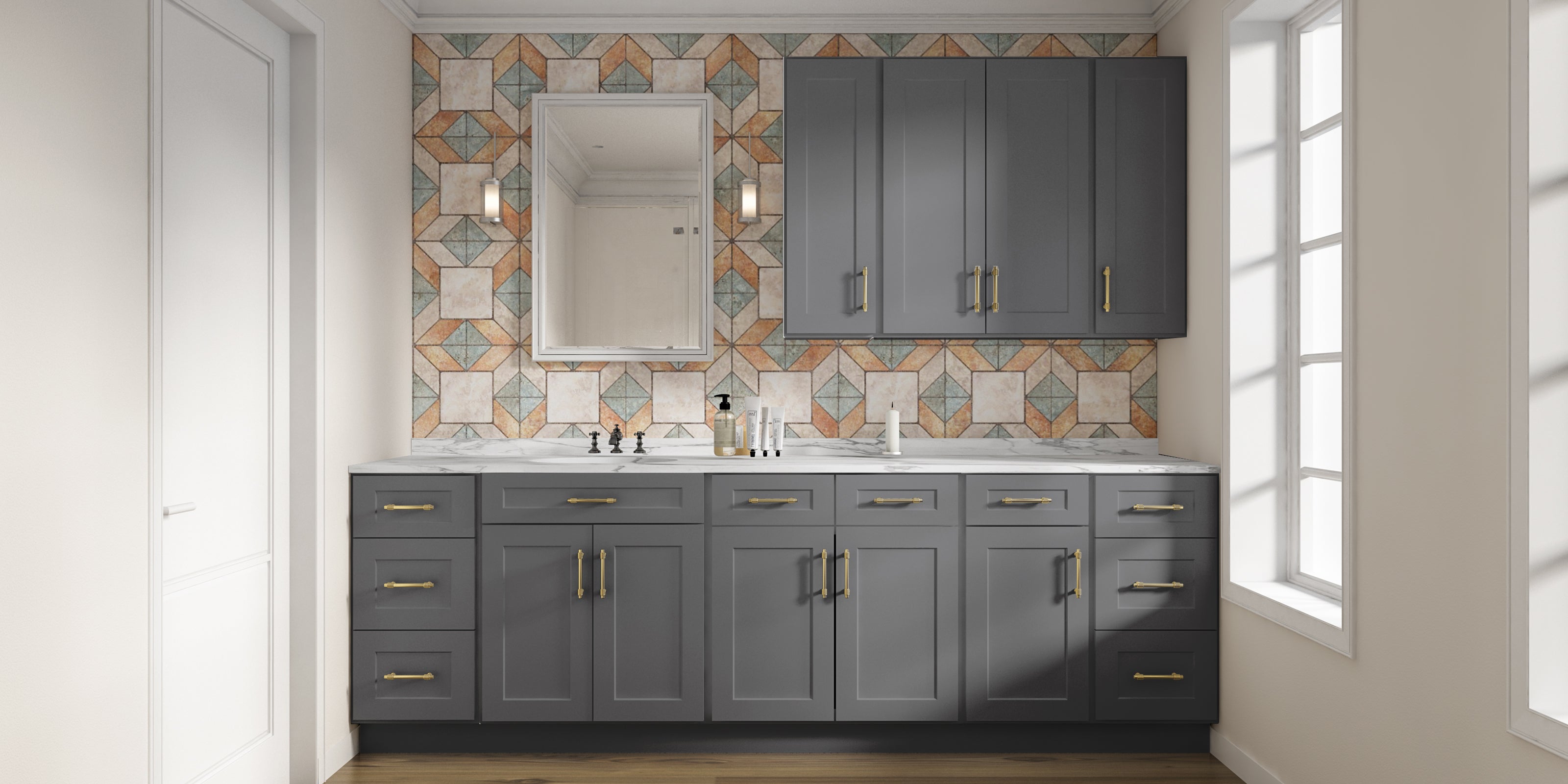 12"D*36"W*18"H Birch Solid Wood Medicine Cabinet Wall Mounted W3618