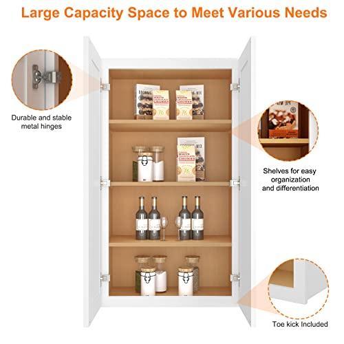 Wall Cabinets Multifunctional Wooden Storage Cabinets Made of HDF with Soft Closing Doors for Kitchens, Bathrooms, Studies,Living Rooms and Other Places, Decorative Furniture Buylikepro