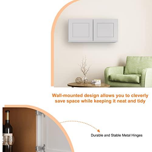 Wall Refrigerator Cabinet Glass Door Cabinet Wooden Storage Cabinets in HDF with Frameless Doors for Kitchens, Bathrooms, Study Rooms, Living Rooms and Other Places, Decorative Furniture Buylikepro