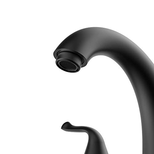 Widespread Bathroom Sink Faucet 3 Hole, Faucet for Bathroom Sink, 2-Handles Matte Black Bathroom Faucet with Pop-Up Drain and Water Supply Lines Buylikepro
