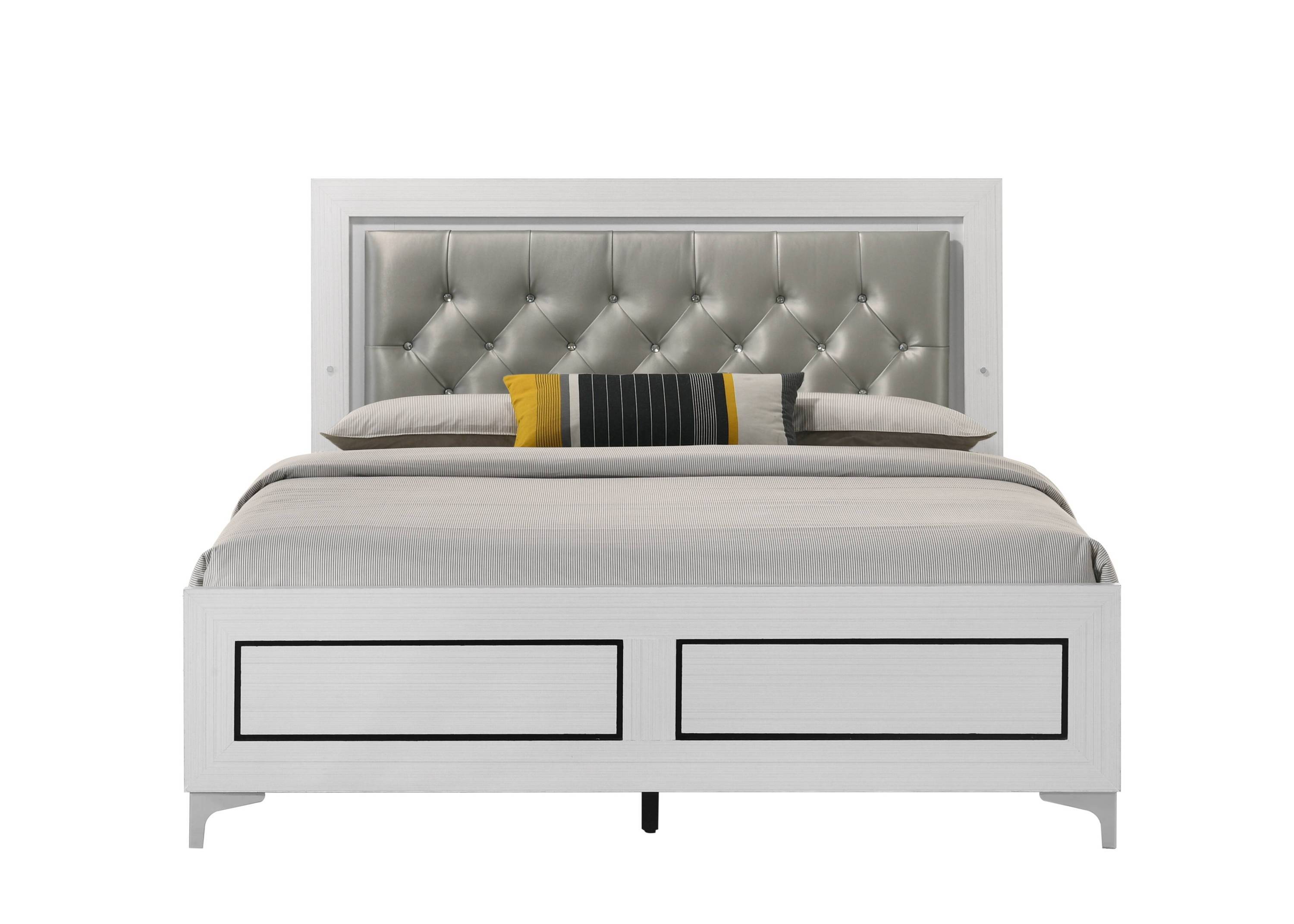 ACME Casilda Queen Bed w/LED in Gray PU & White Finish BD00644Q