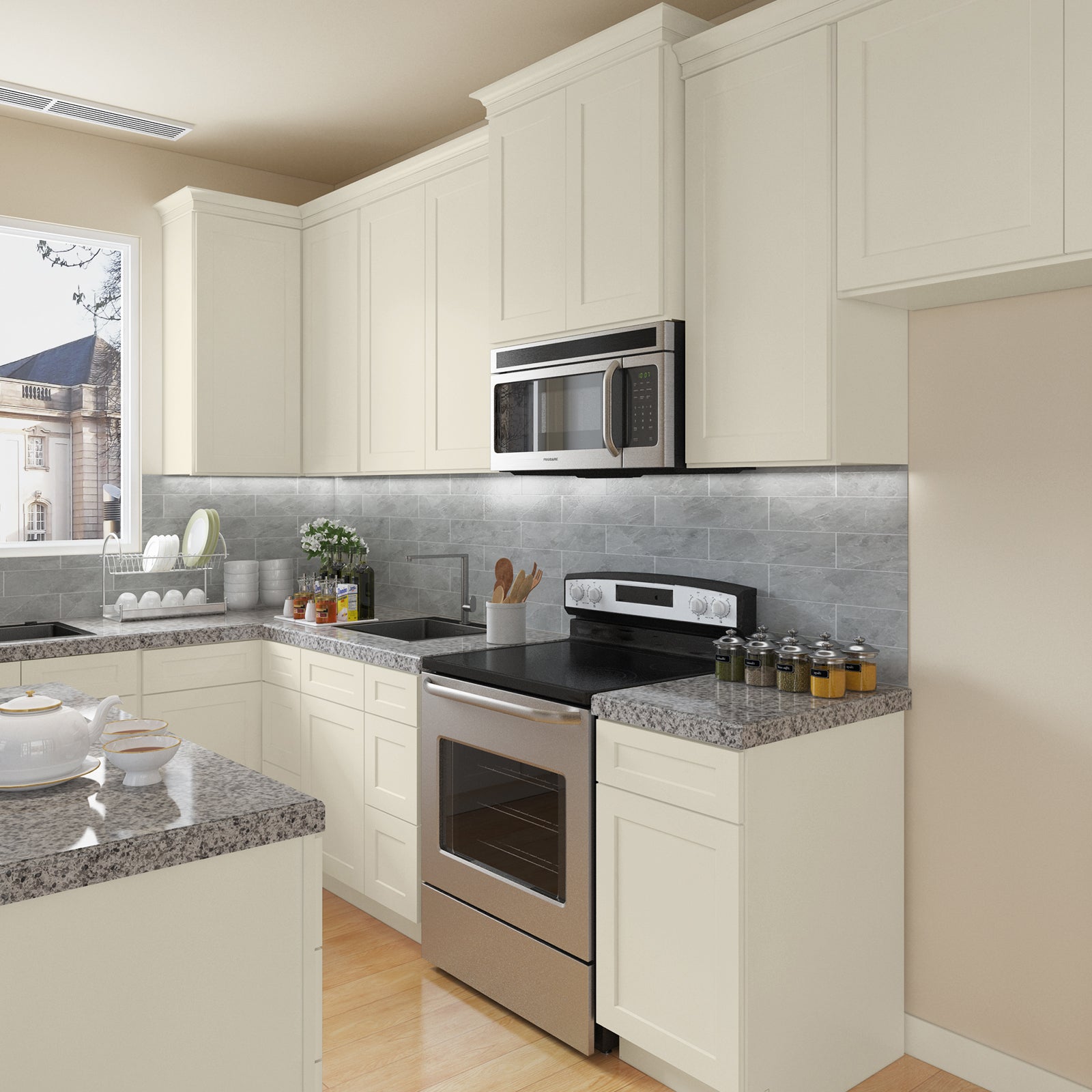 21"D Birch Solid Wood X 42"W X 34-1/2"H Bath Vanity Double Drawer Cabinet without Top VDDB42