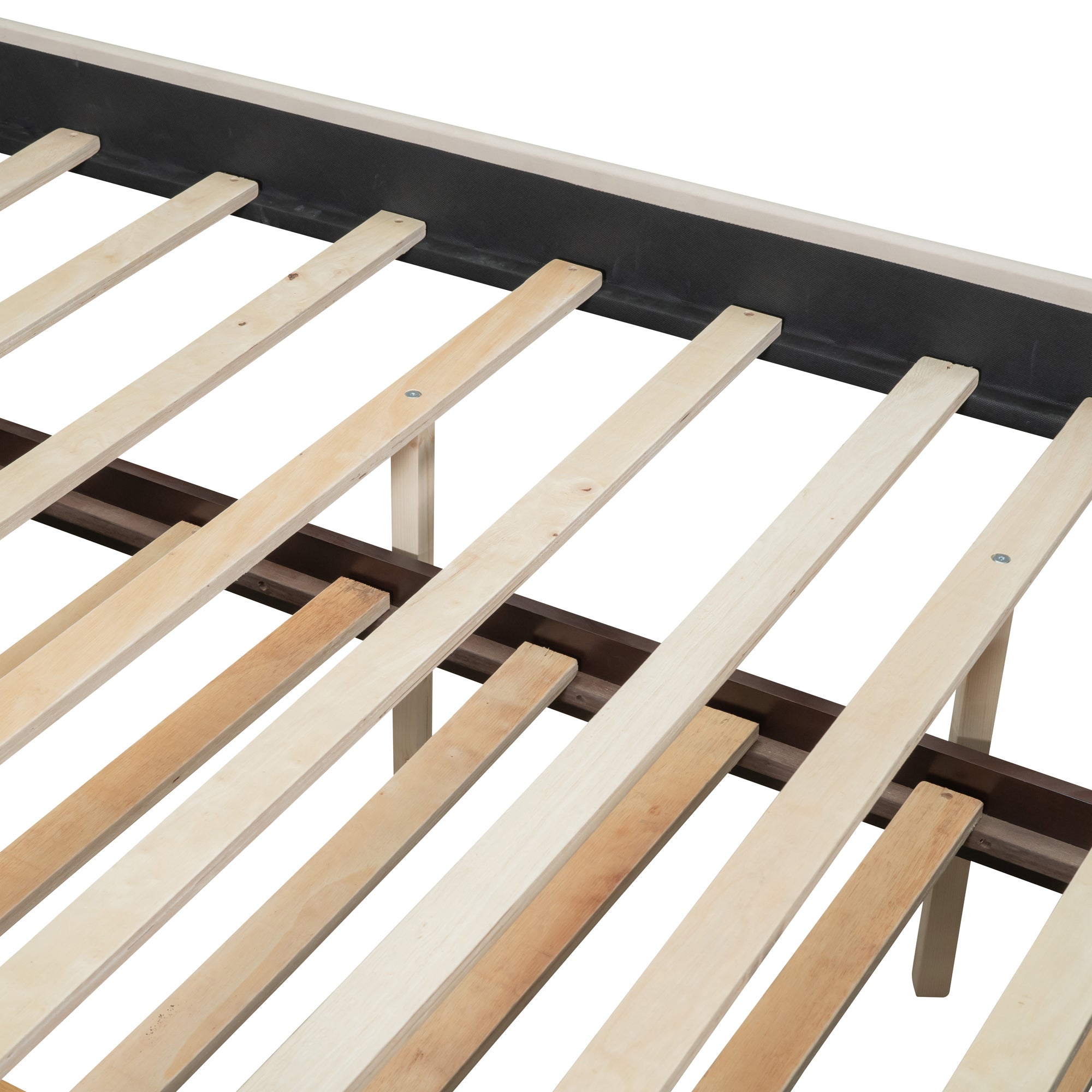 Full Size Upholstered  Canopy Bed with Trundle and 3 Drawers, Beige