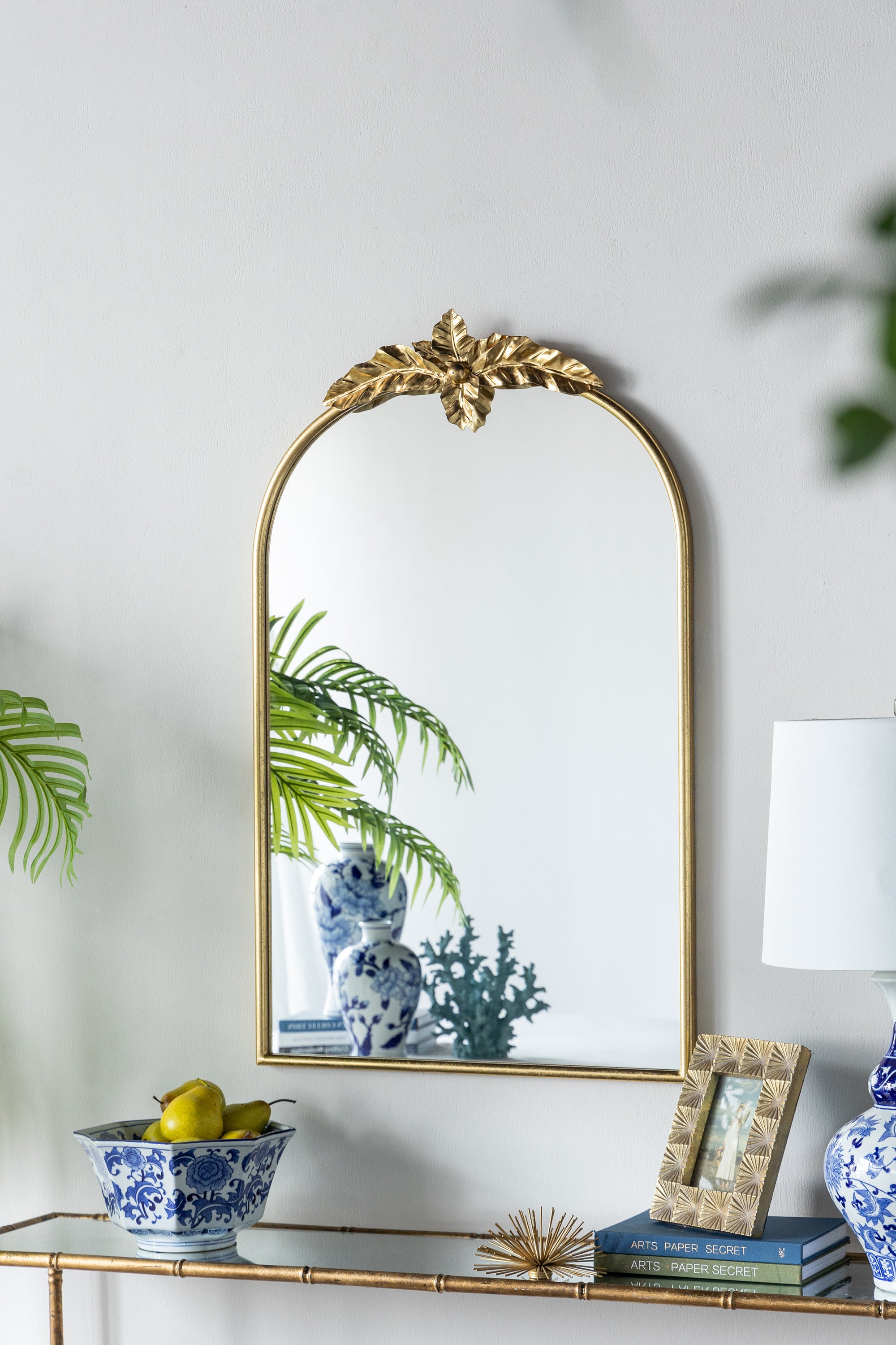 24" x 36" Arched Wall Mirror with Gold Metal Frame, Wall Mirror for Living Room Bedroom Hallway