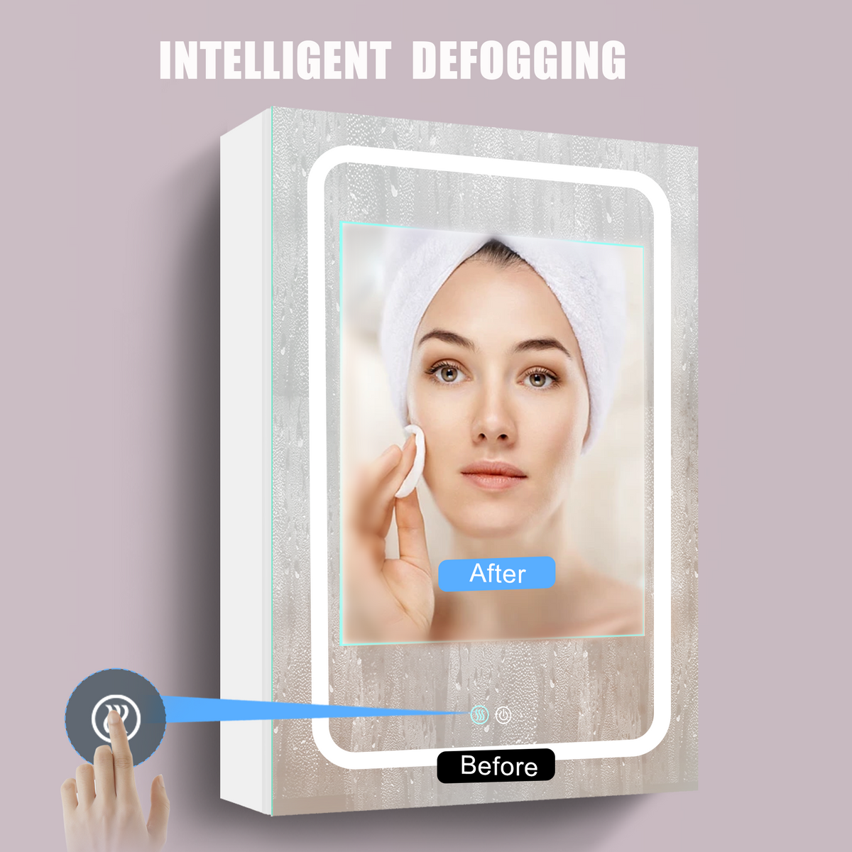 30x20 inch LED Bathroom Medicine Cabinet Surface Mounted Cabinets With Lighted Mirror  White Left Open
