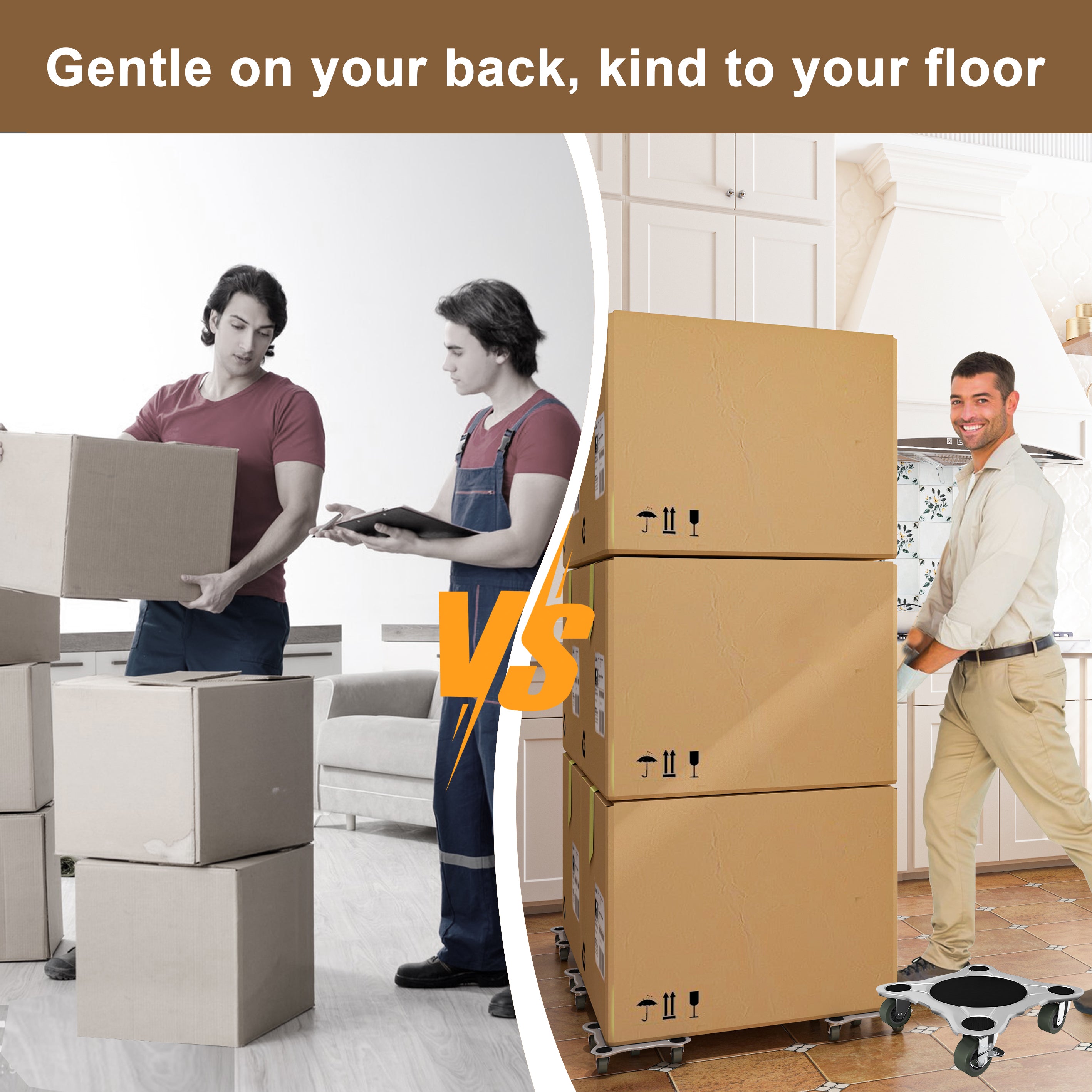 Drywall Cart with Maximum Load 2000 lbs. Load Capacity, Furniture Movers Set with 5-Wheels for Sofa Fridge (Set of 4)