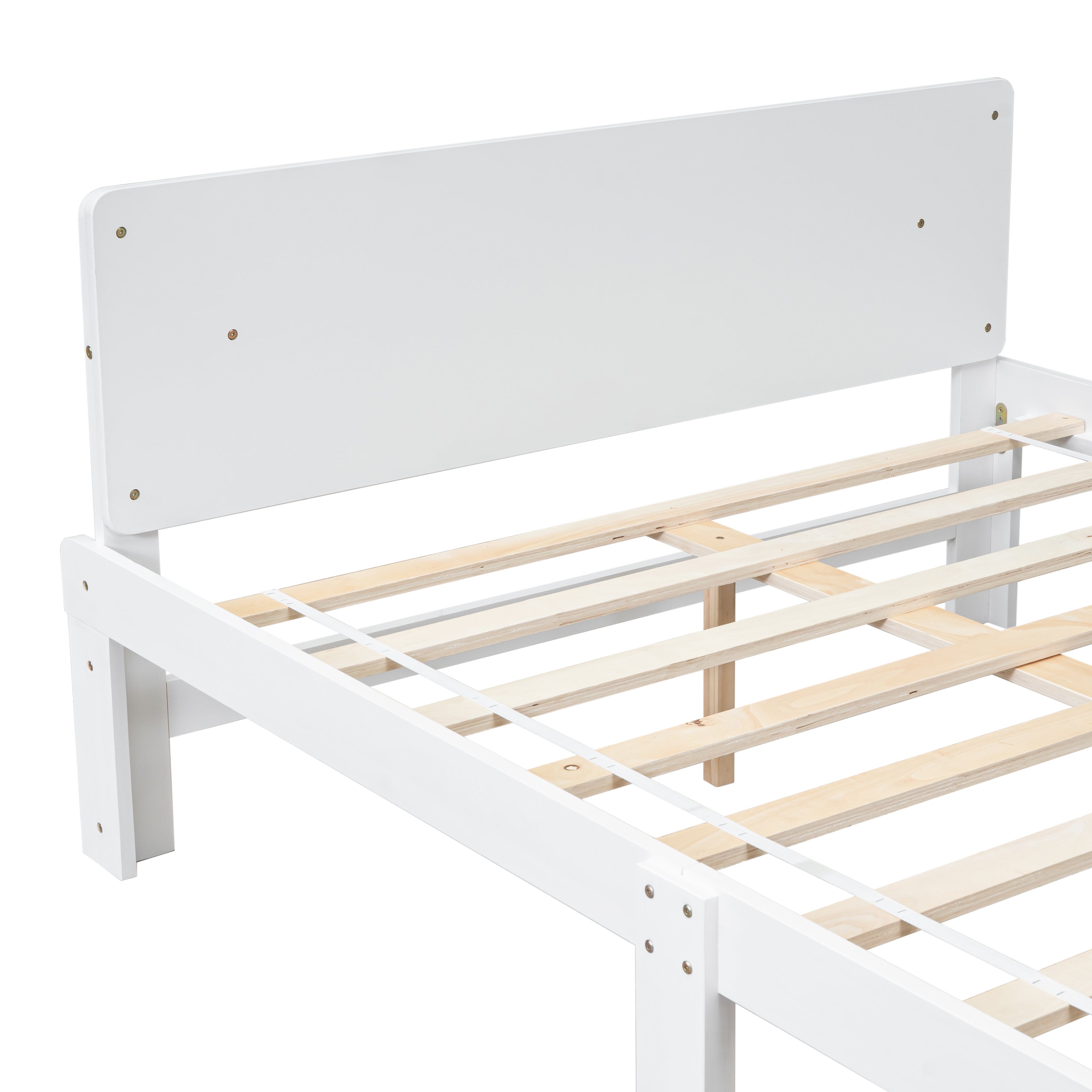 Full Bed with Footboard Bench,White