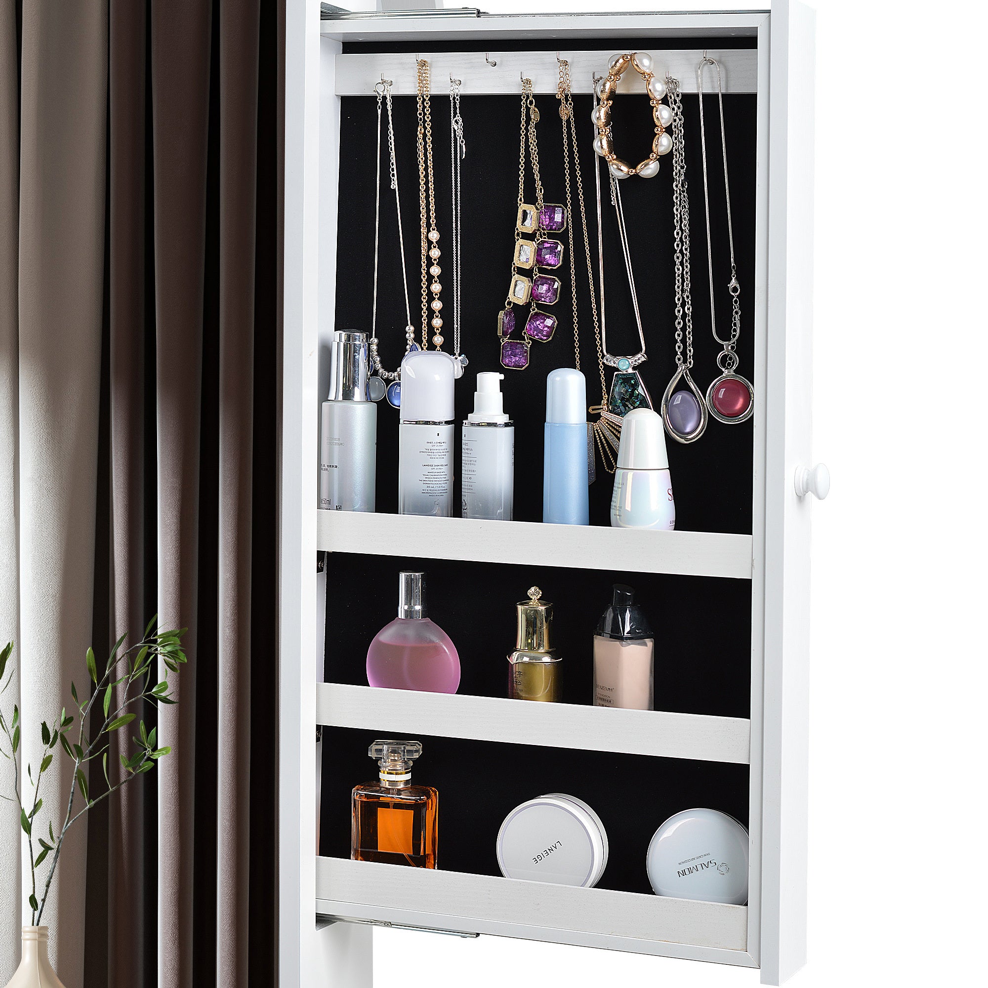 Fashion Full Mirror Standing Mirror Jewelry Cabinet  With Two Storage Drawers