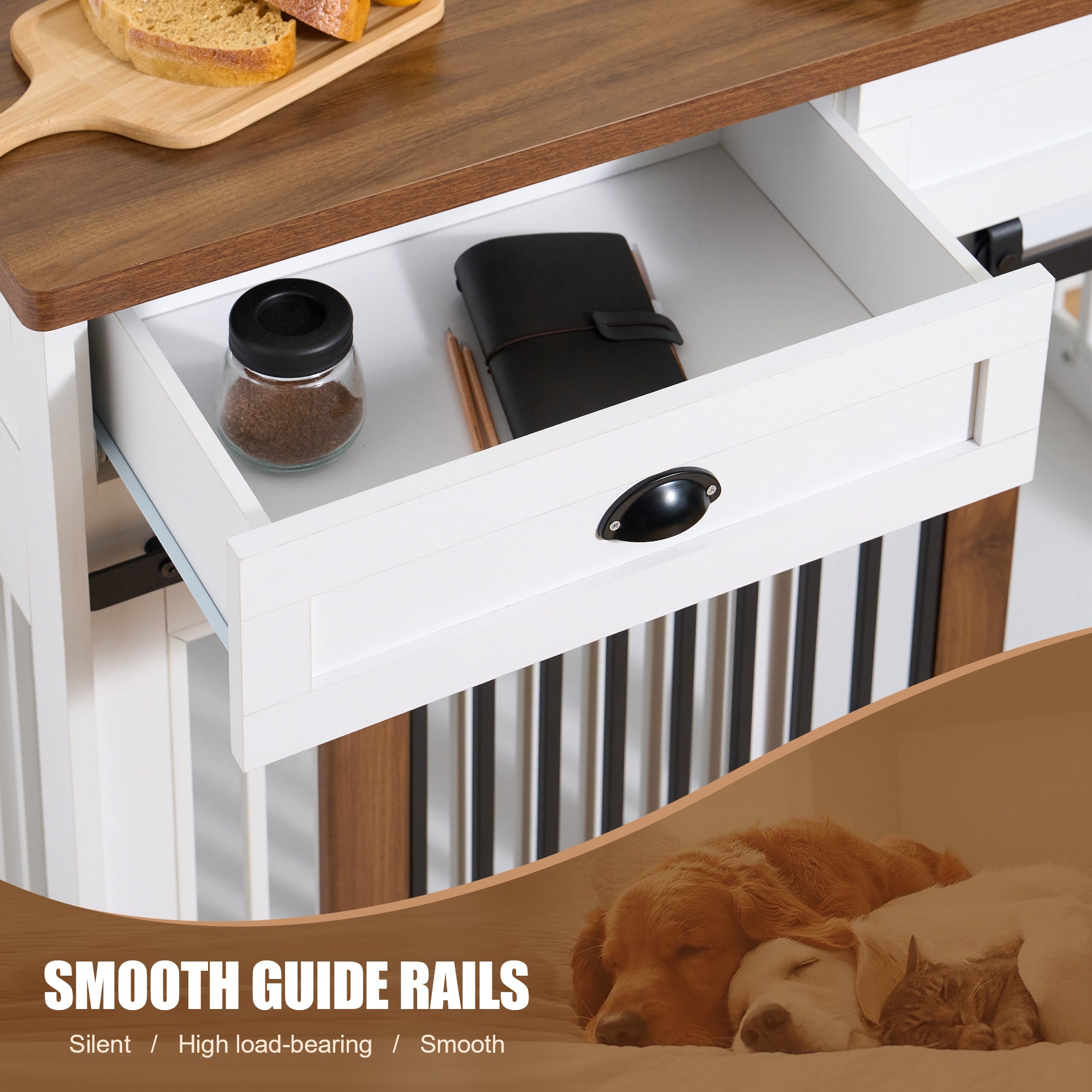 AHCEDARS Heavy Duty Dog Cage for Pets, Suitable for Medium Large Dogs, Cedar Furniture Style Cage, with Double Door Pet House Wooden Cage, Modern Dog House Furniture Room