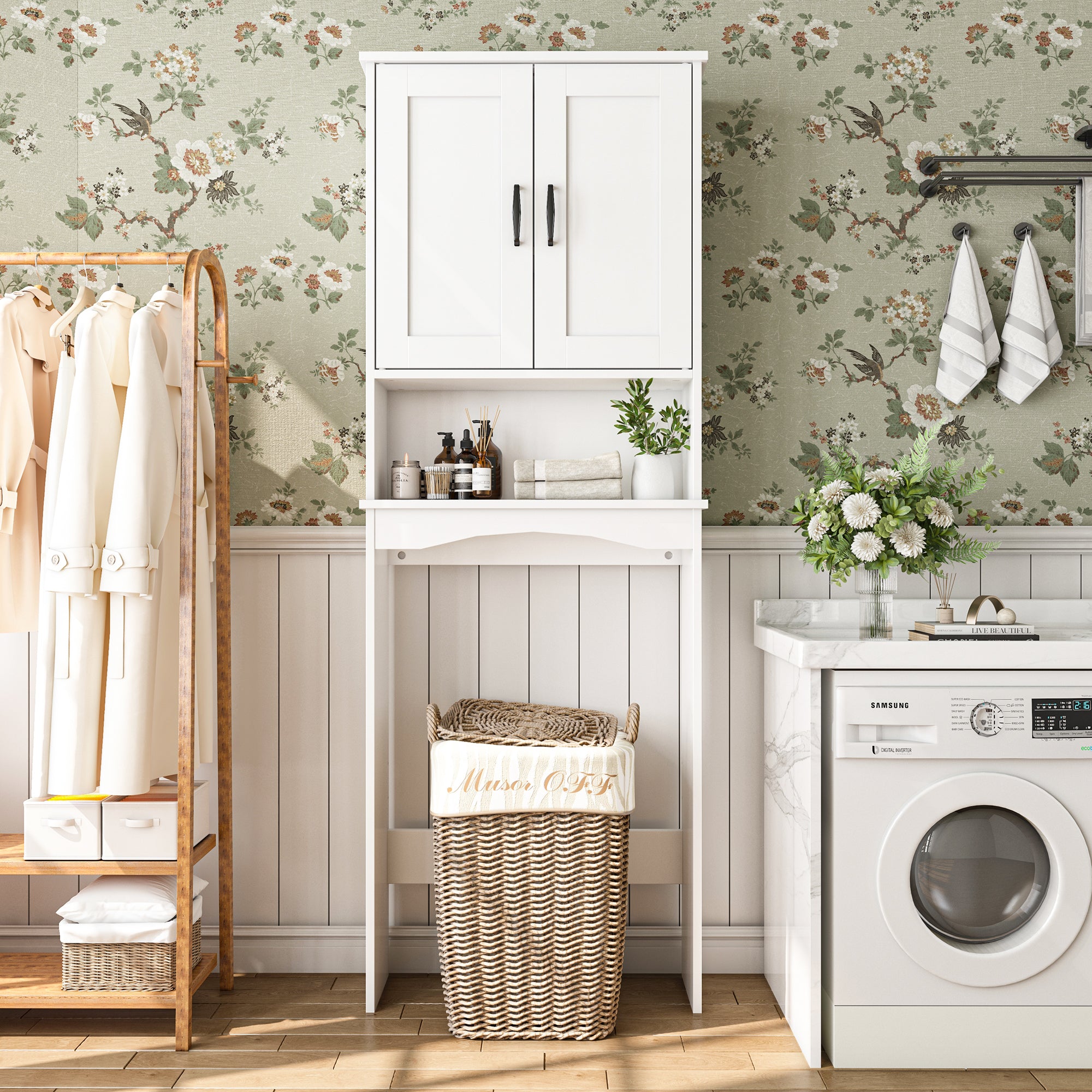 23.62 in. W x 8.27 in. D x 65.39 in. H Bath Vanity Cabinet without Top in White