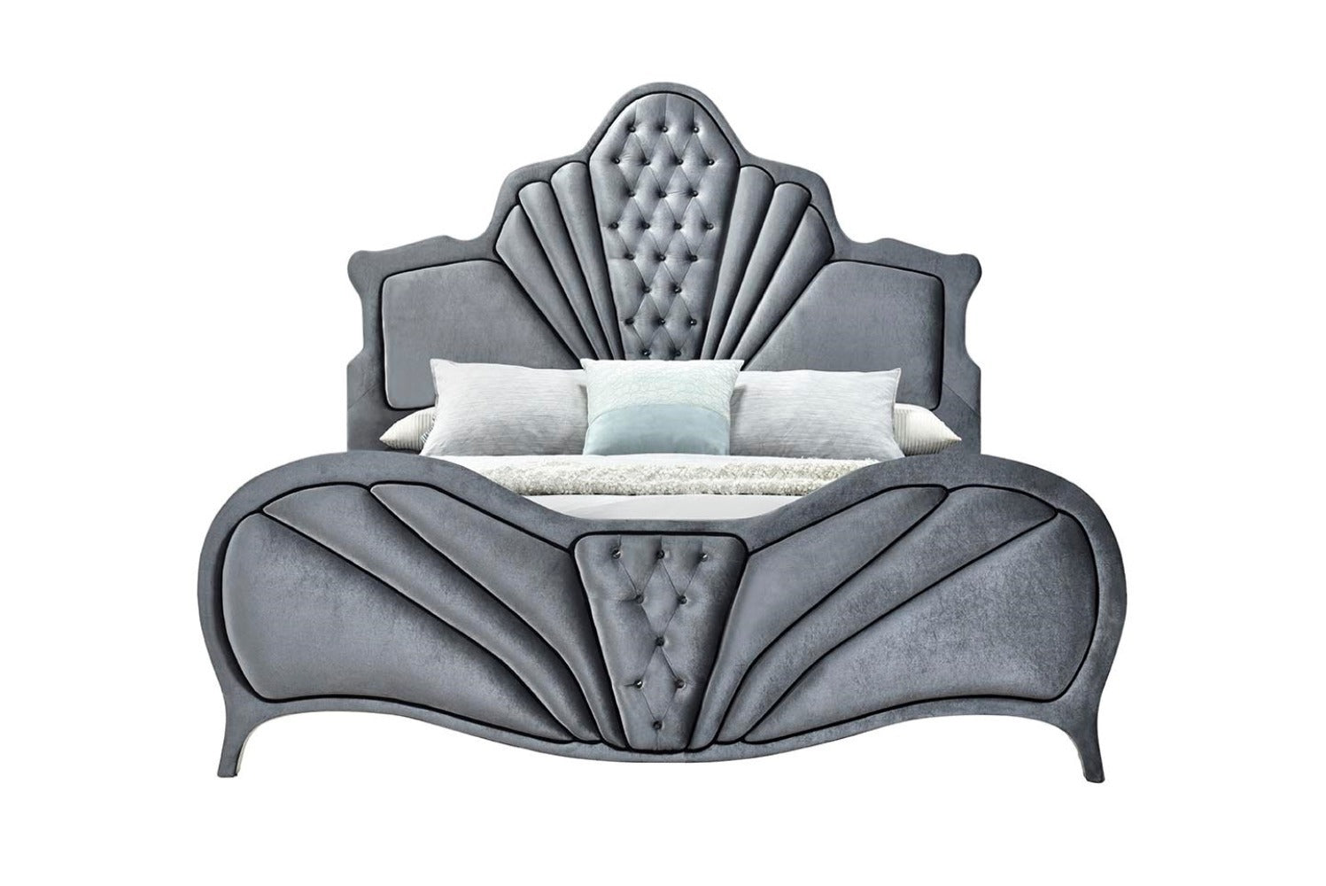 Dante Queen Bed, Gray Velvet 24230Q