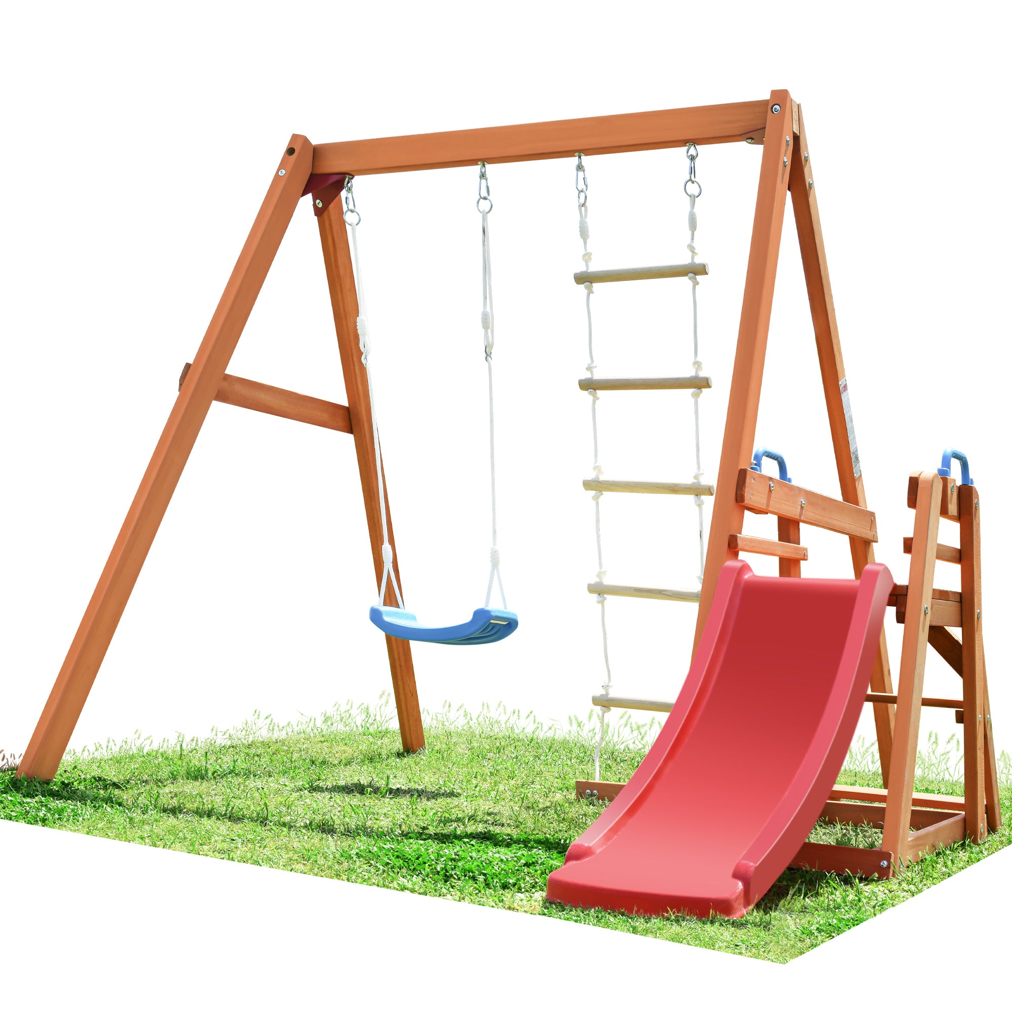 Wooden Swing-N-Slide Set: Ideal for Backyard Fun with Slide, Swings, and Climber. Toddler-Friendly and Easy to Assemble