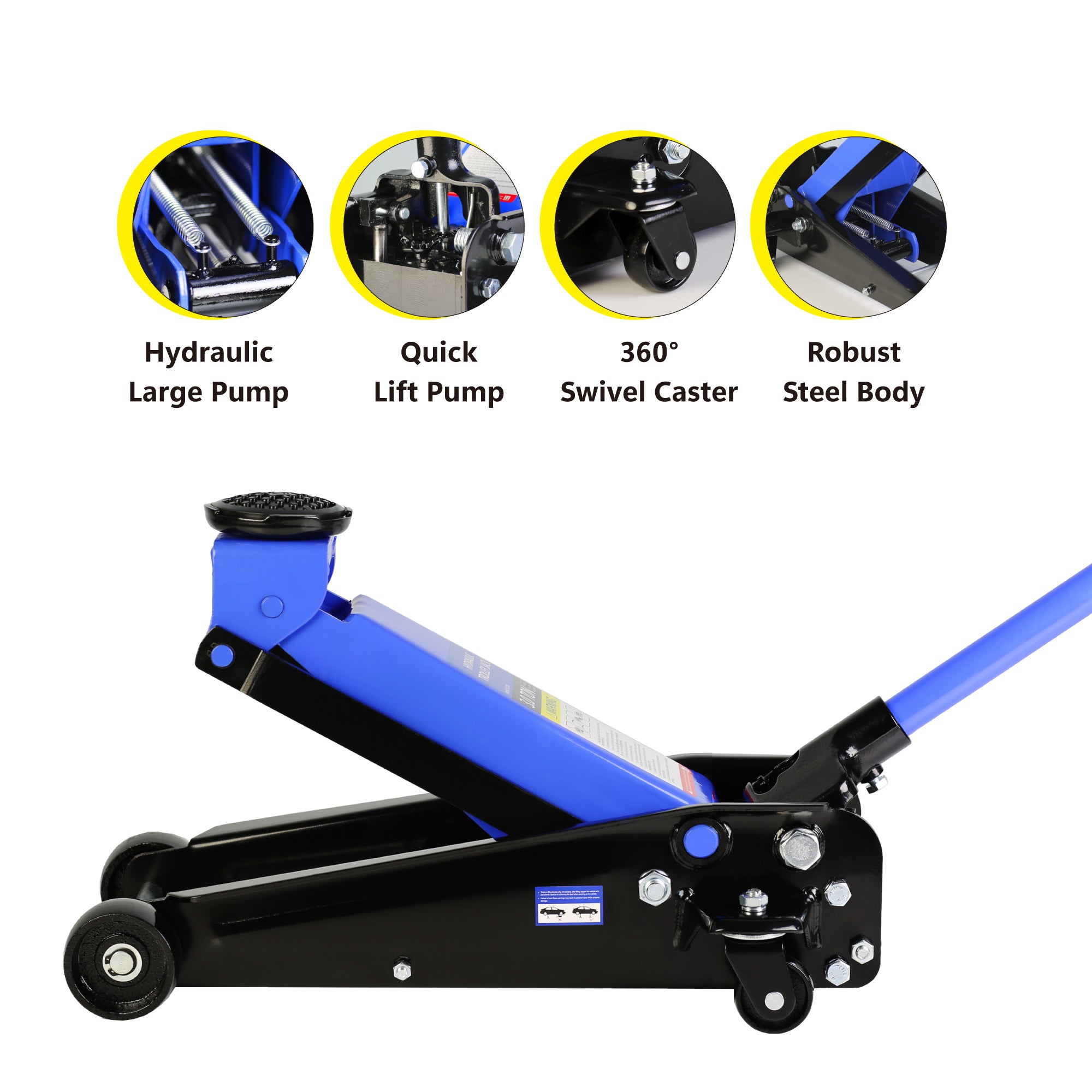Hydraulic trolley Low Profile and Steel Racing 3 Ton (6,000 lb) Capacity,  Floor Jack with Piston Quick Lift Single Pump, Blue Lifting range 5.1"-20"
