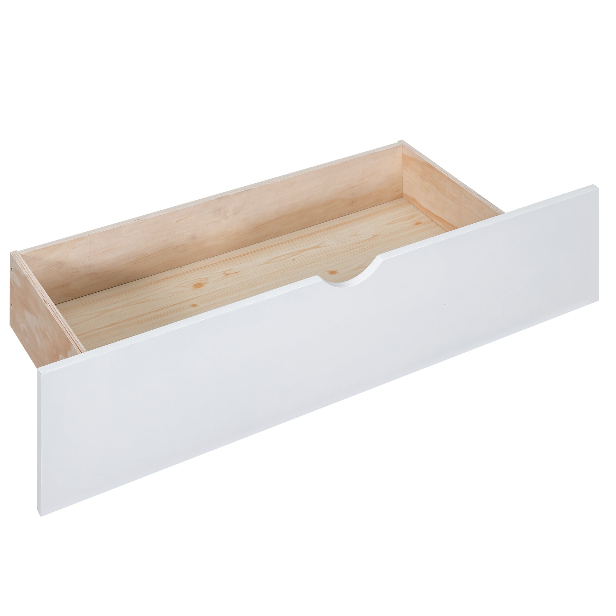 Twin-Over-Twin Bunk Bed with  a Tree Decor and Two Storage Drawers, White