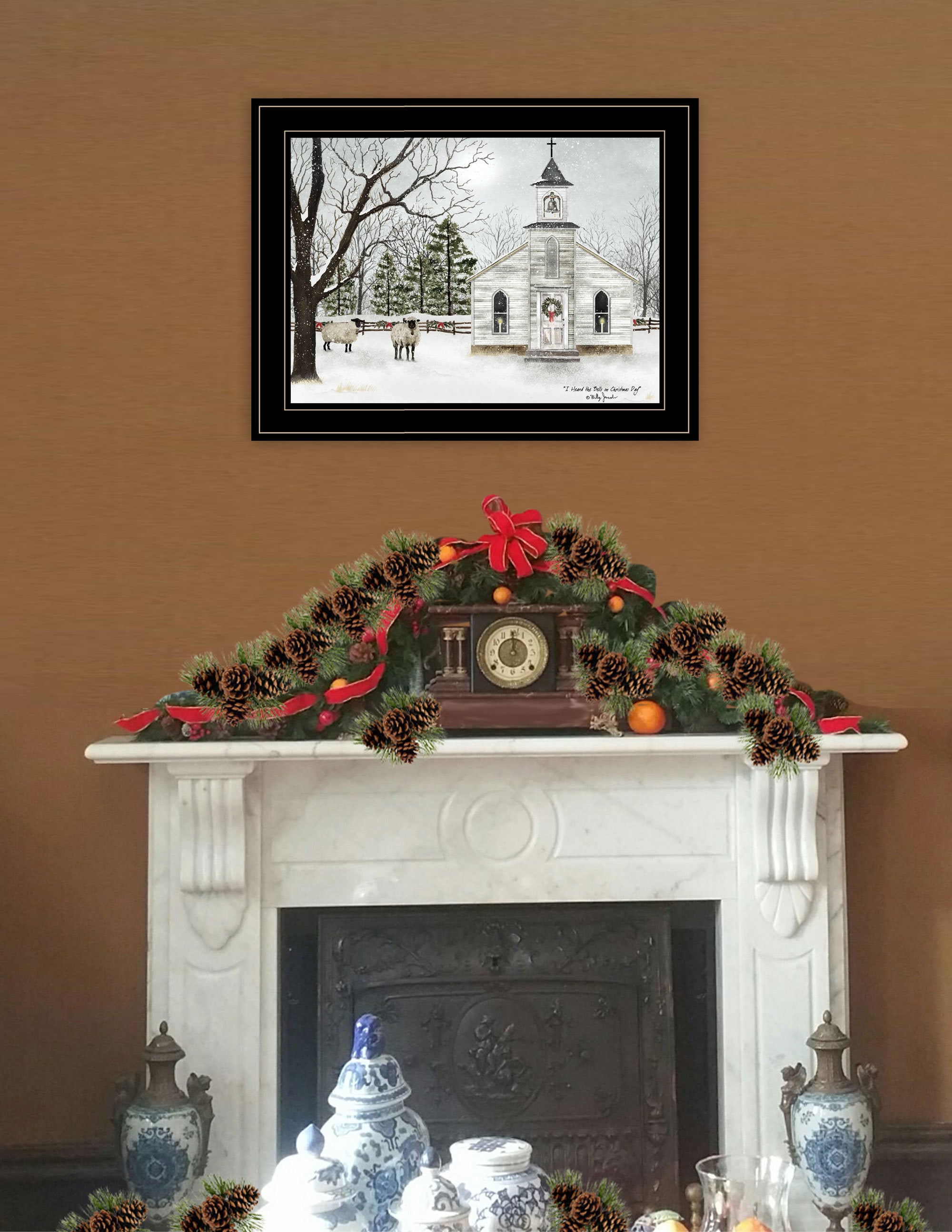 Trendy Decor 4U "I Heard the Bells on Christmas" Framed Wall Art, Modern Home Decor Framed Print for Living Room, Bedroom & Farmhouse Wall Decoration by Billy Jacobs