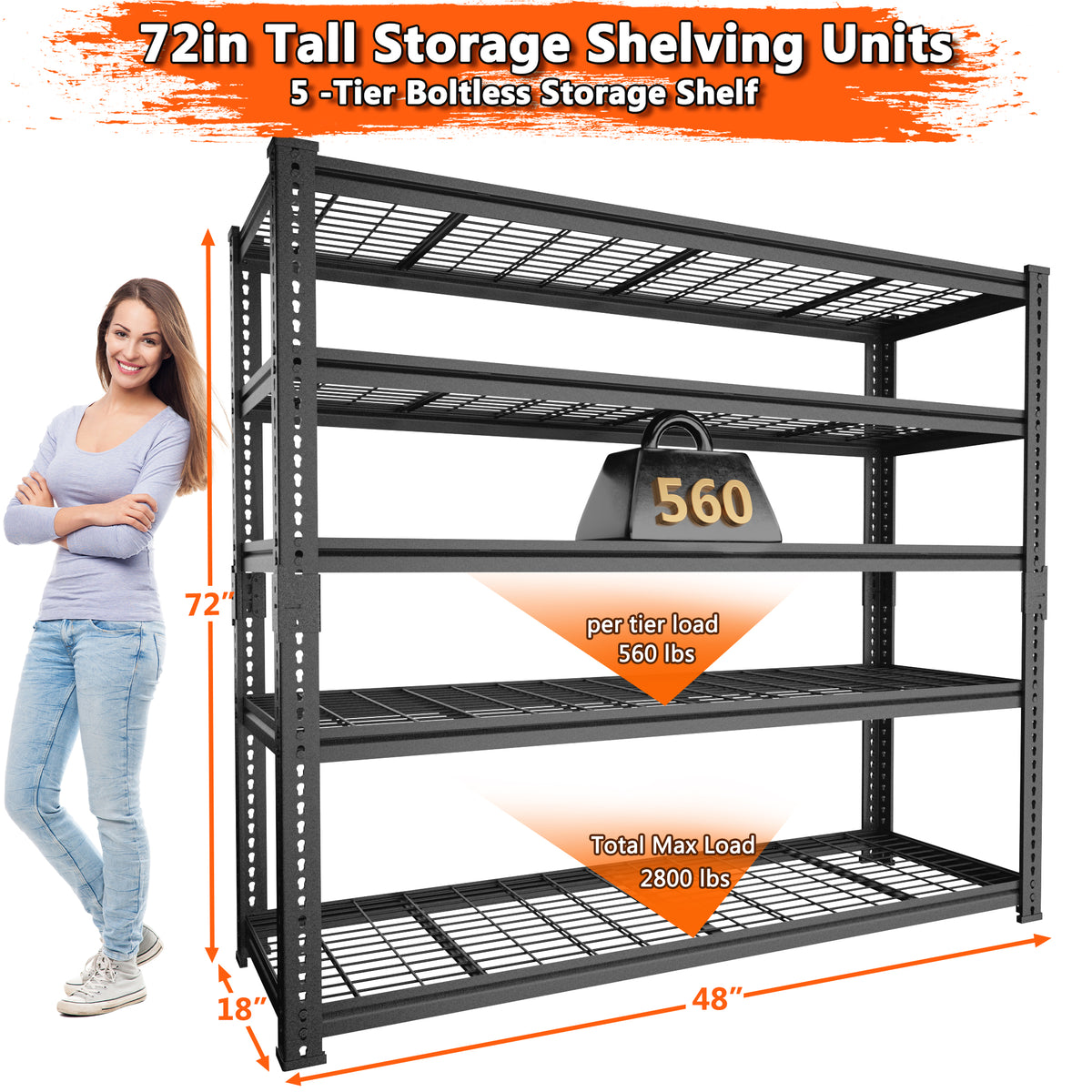 TW Adjustable Heavy Duty Metal Shelving Unit
