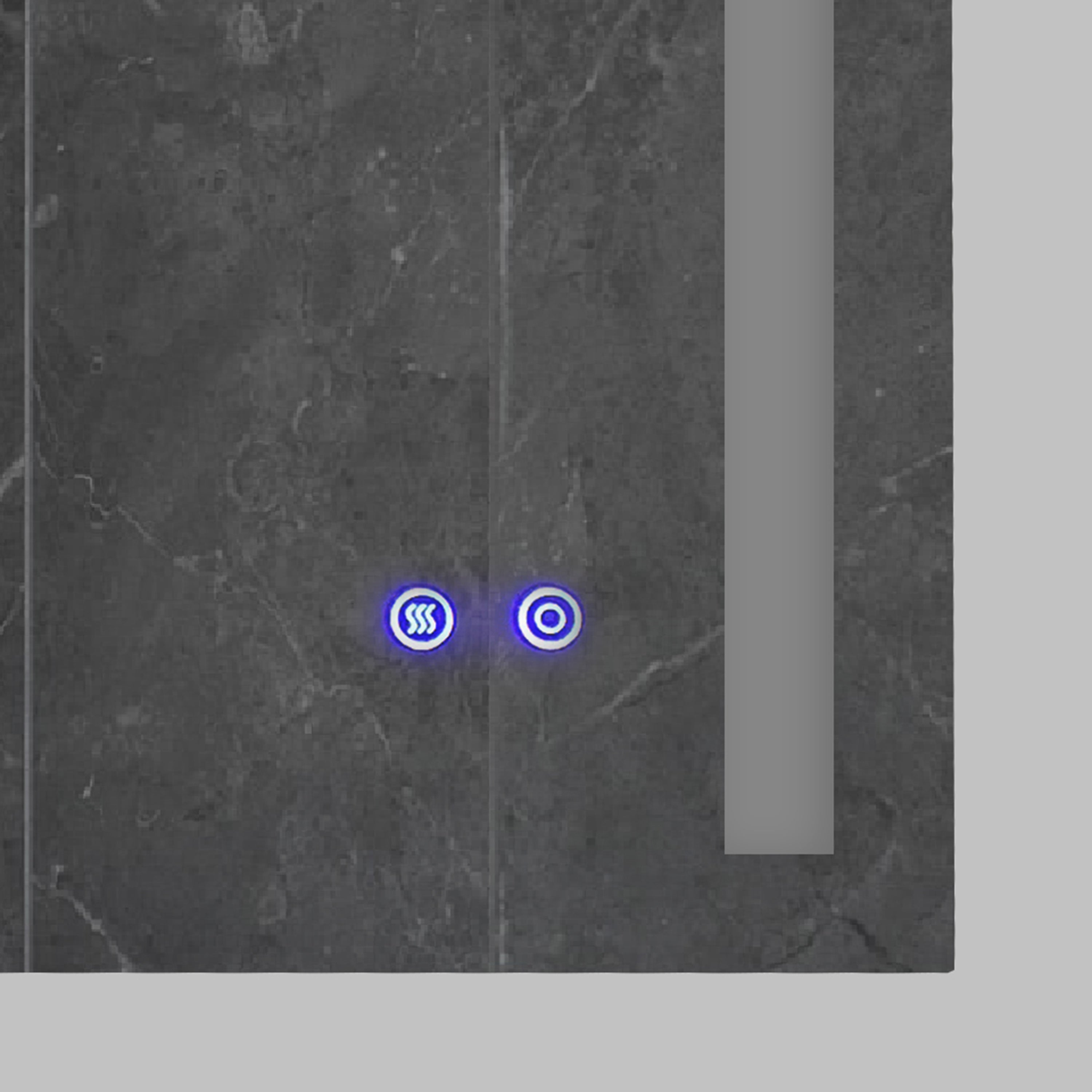 24 x 36 Inch Frameless LED Illuminated Bathroom Mirror, Touch Button Defogger, Metal, Vertical Stripes Design, Silver