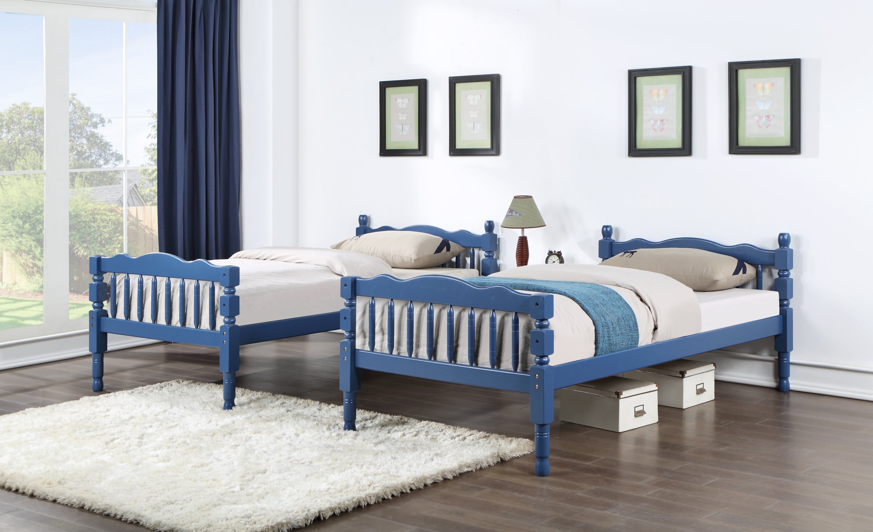 Homestead Twin/Twin Bunk Bed in Dark Blue Finish BD00865
