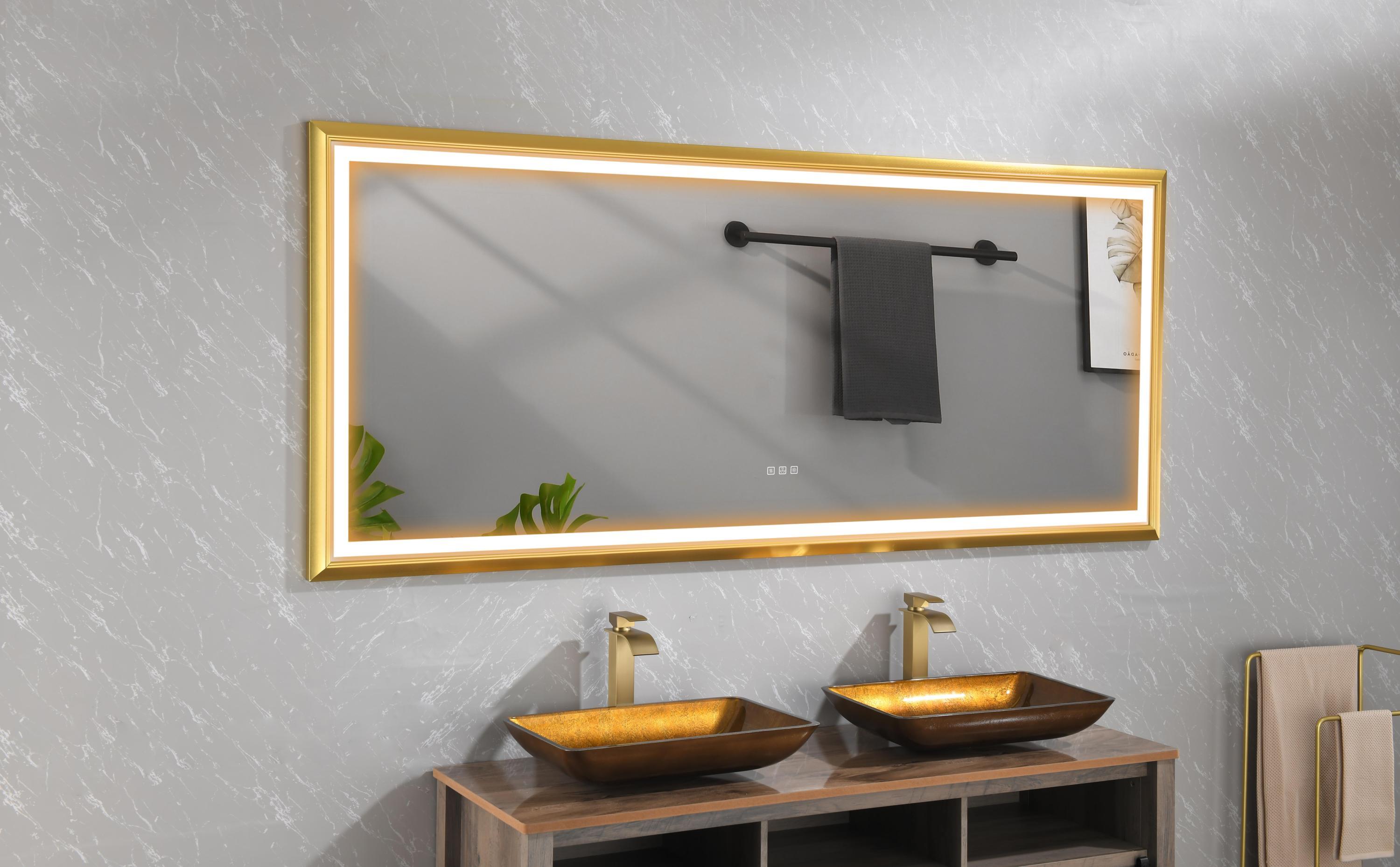 bathroom  led mirror is multi-functional and each function is controlled by a smart touch button.