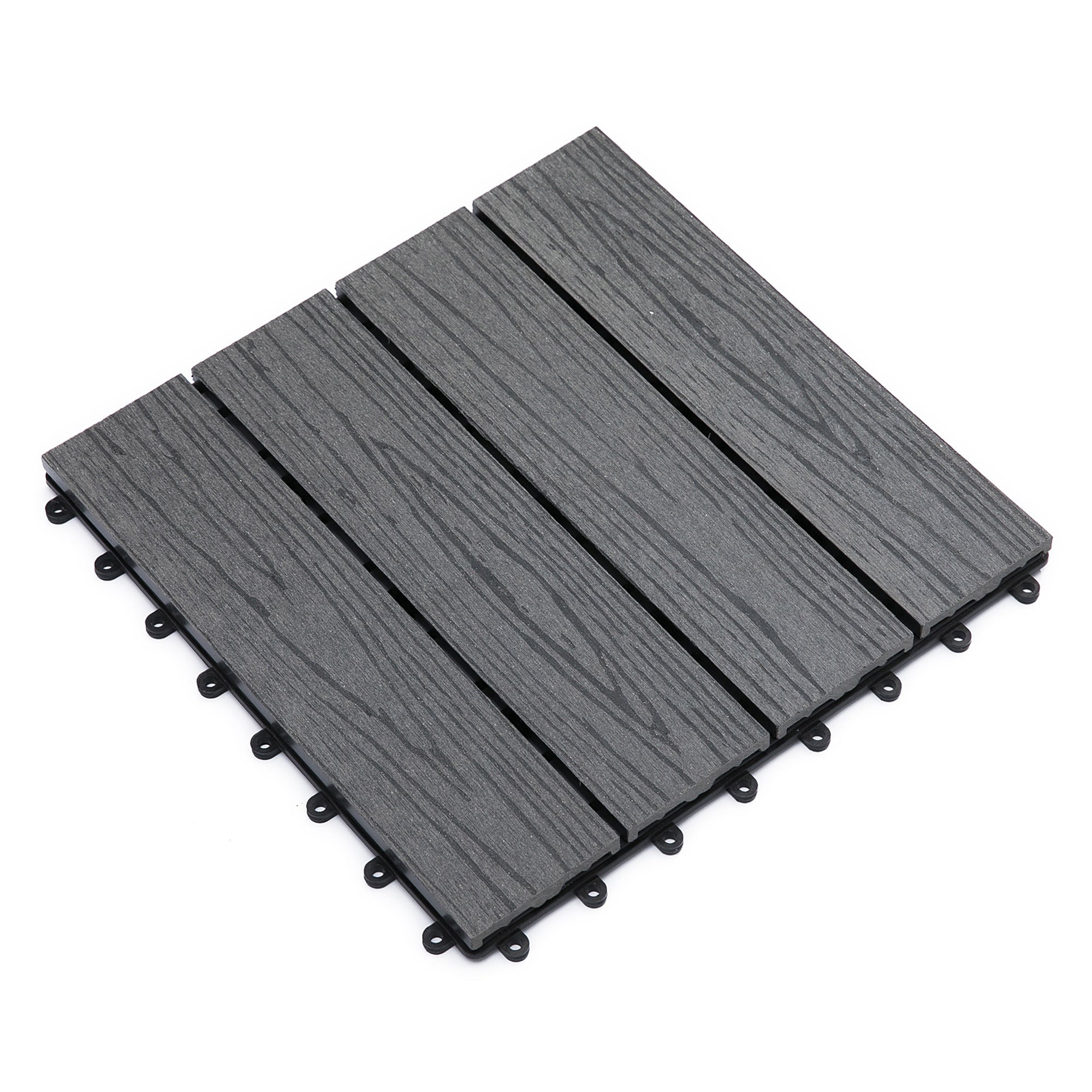 Outsunny Interlocking Deck Tiles, Pack of 11 Outdoor Flooring Patio Tiles, 12" x 12", All Weather for Porch, Balcony, Backyard for a New Classic Look, Grey