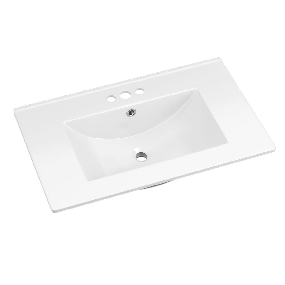 3-Hole 36 in. W x 18.25 in. D Classic Contemporary Rectangular Ceramic Single Sink Basin Vanity Top in White