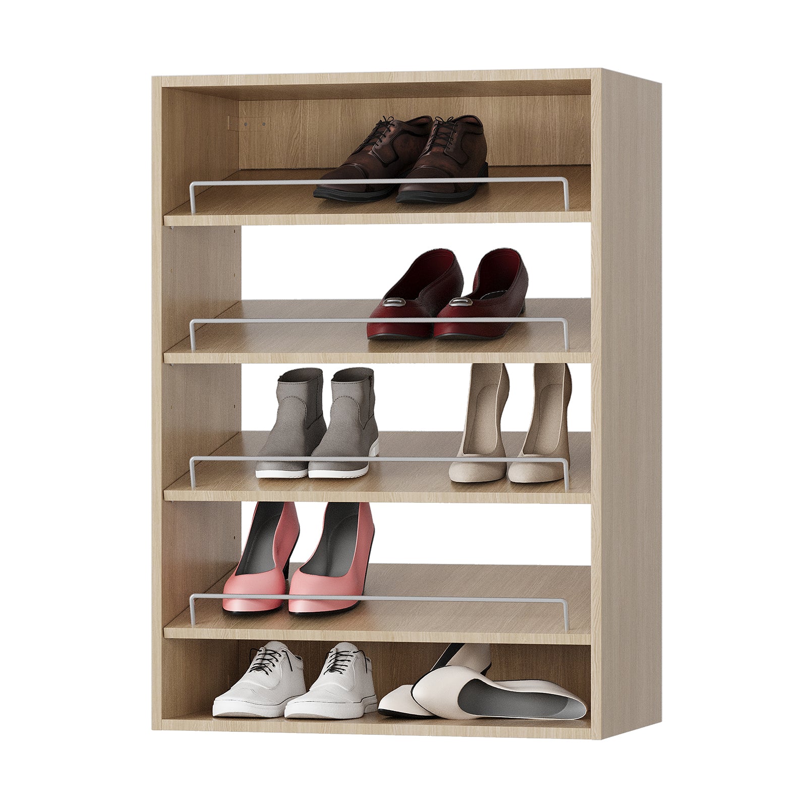 19.5 in. W Wood Modular Adjustable, Stacking, Shoe Shelf, Closet Organizer Unit, Wood Closet System with 4 Shelves