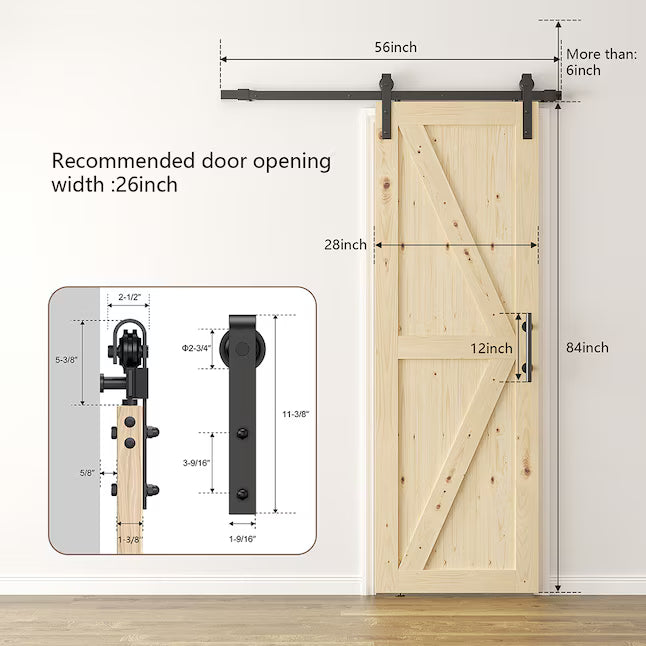 Sliding Barn Doors withHardware Kit Wood Unfinished Solid Pine Barn Doors with Track Kit