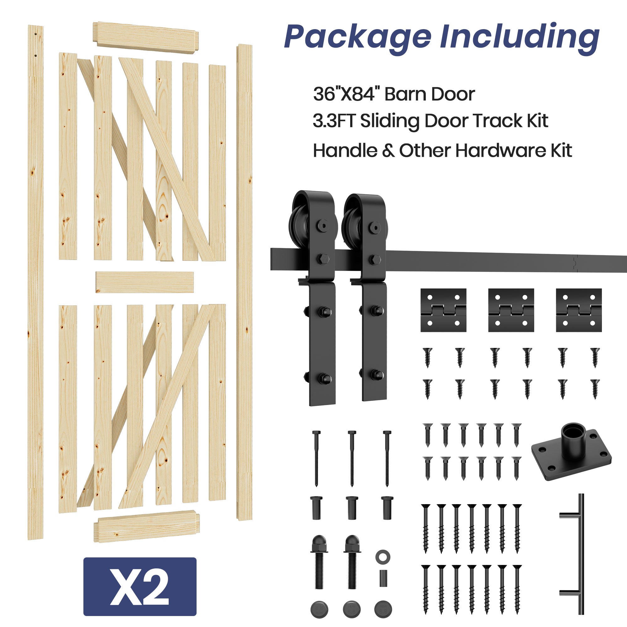36in x 84in Bifold Barn Door with Hardware Kit