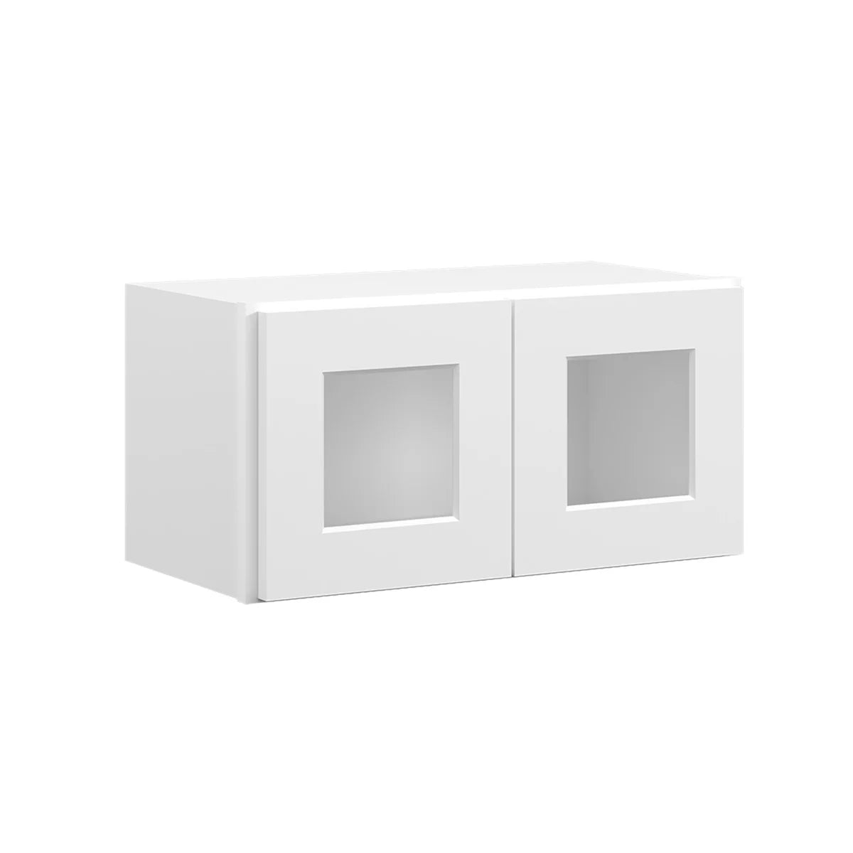 24"W * 12"H * 12"D Shaker White Glass Wall Kitchen Cabinet with Adjustable Shelves