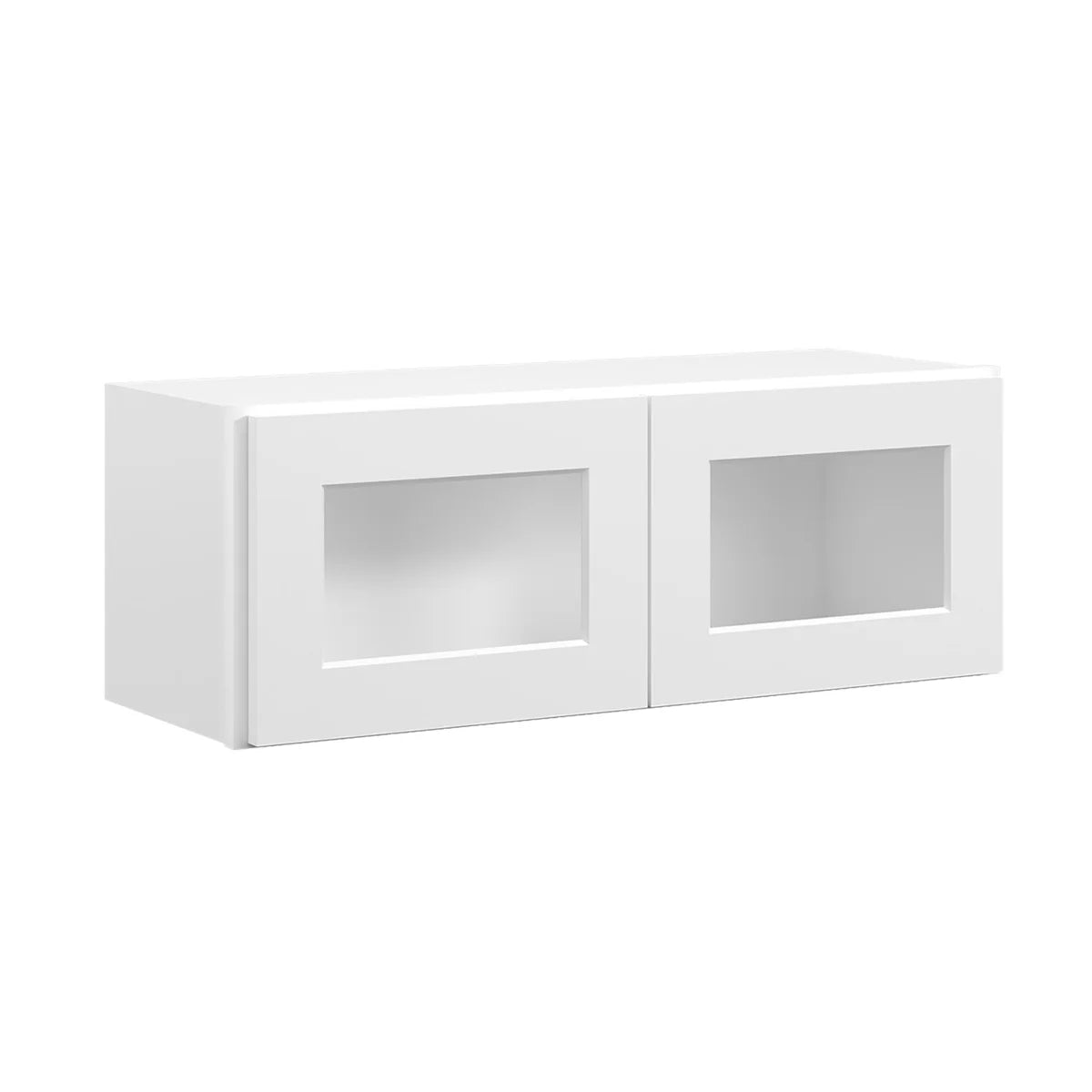 33"W * 12"H * 12"D Shaker White Glass Wall Kitchen Cabinet with Adjustable Shelves