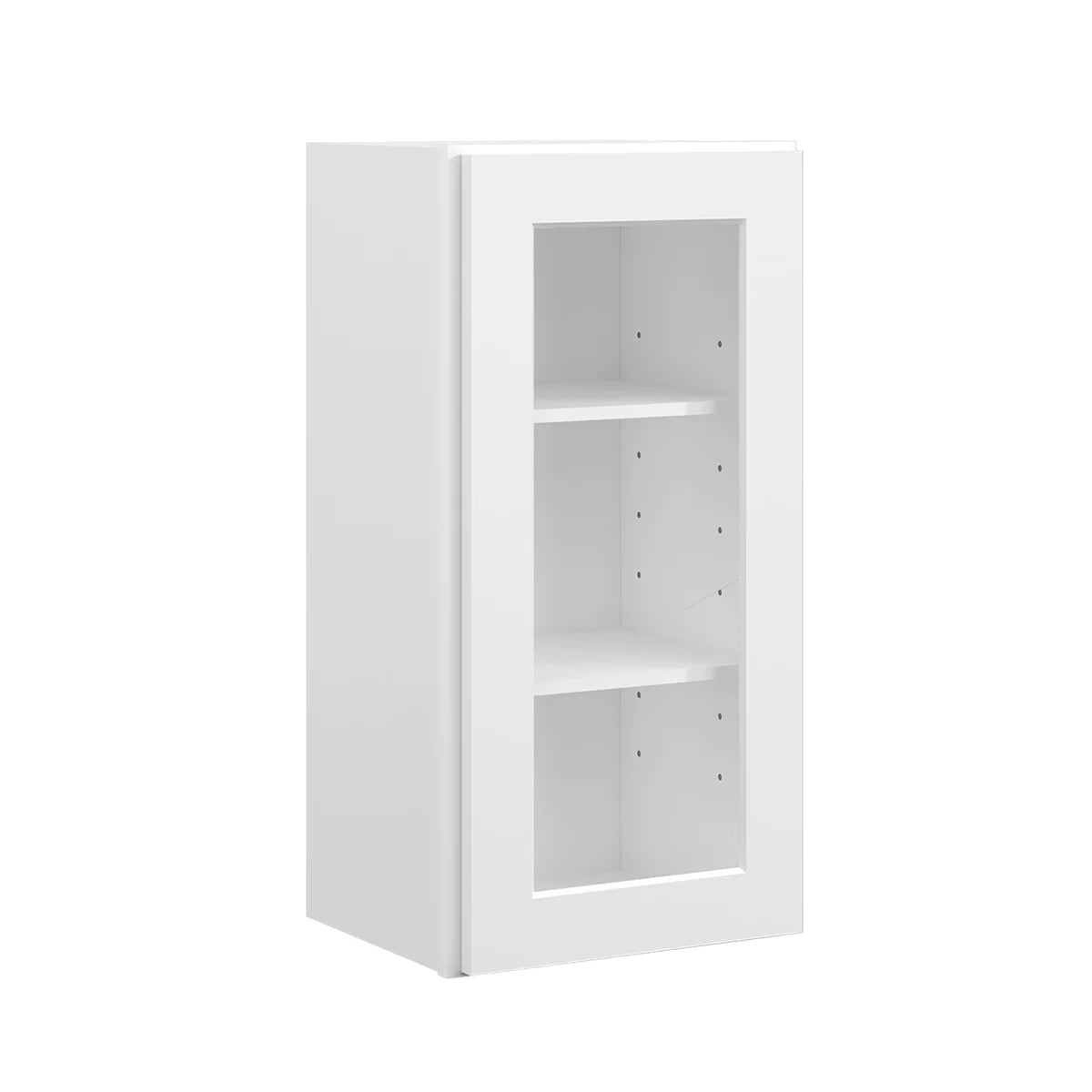 15"W * 30"H * 12"D Shaker White Glass Wall Kitchen Cabinet