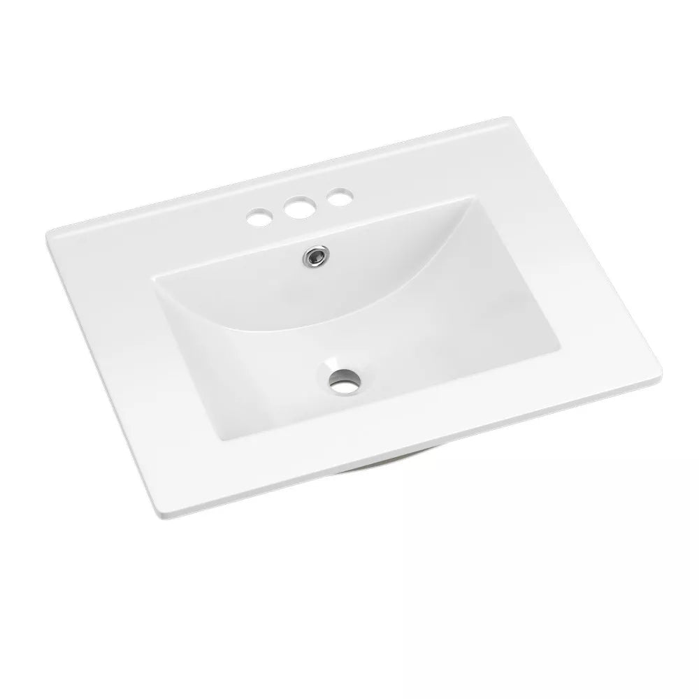 3-Hole 30 in. W x 18.25 in. D Classic Contemporary Rectangular Ceramic Single Sink Basin Vanity Top in White