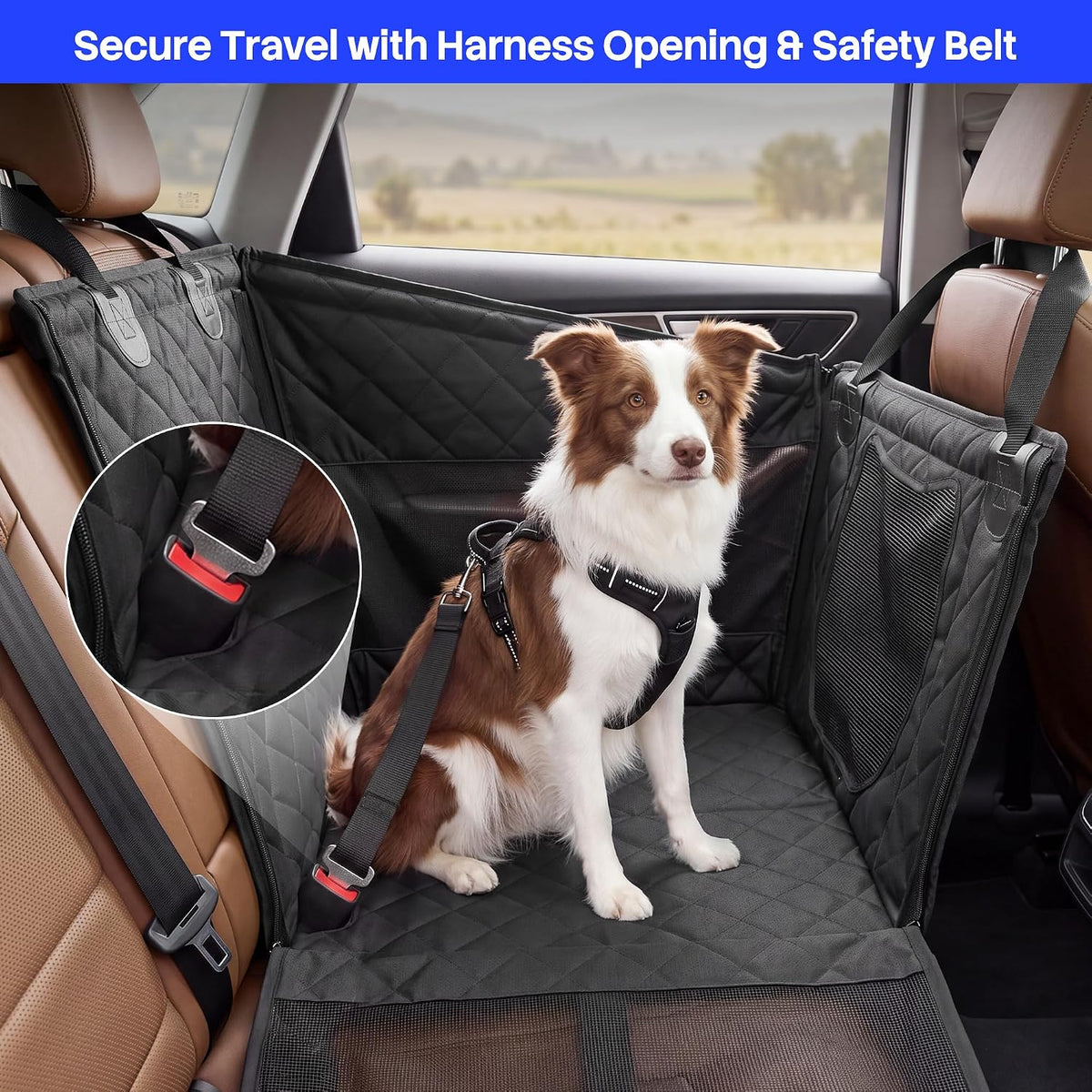 Black Dog Car Seat Extender, Hard Bottom Dog Hammock for Cars,SUV Medium