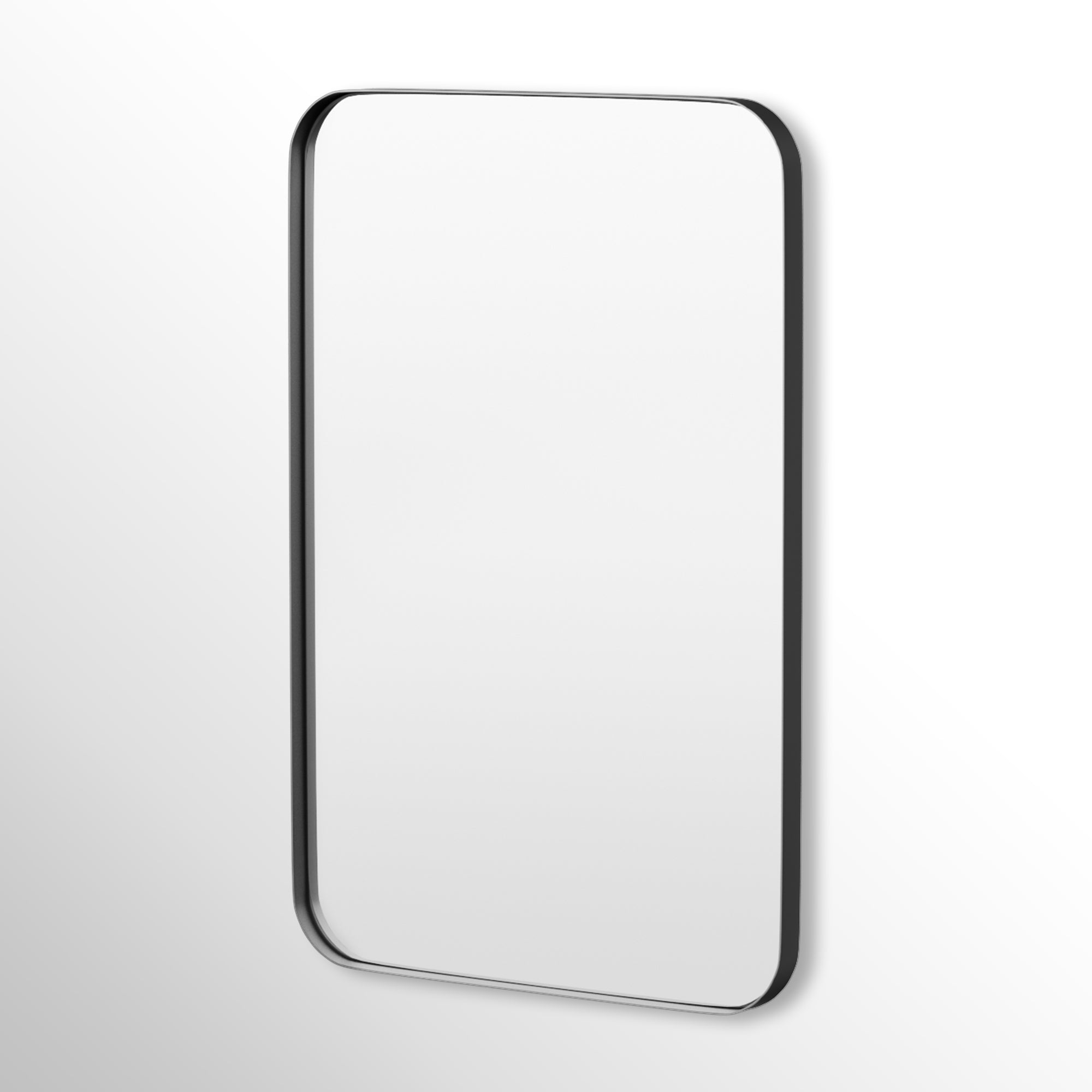 24 in. W x 32 in. H Rectangular Framed Tempered Glass Wall-Mounted Bathroom Vanity Mirror in Black