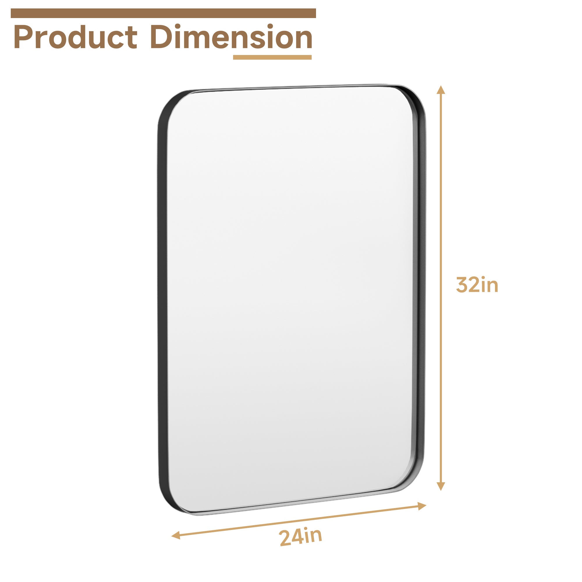24 in. W x 32 in. H Tempered Glass Rectangular Framed Wall-Mounted Bathroom Vanity Mirror in Black