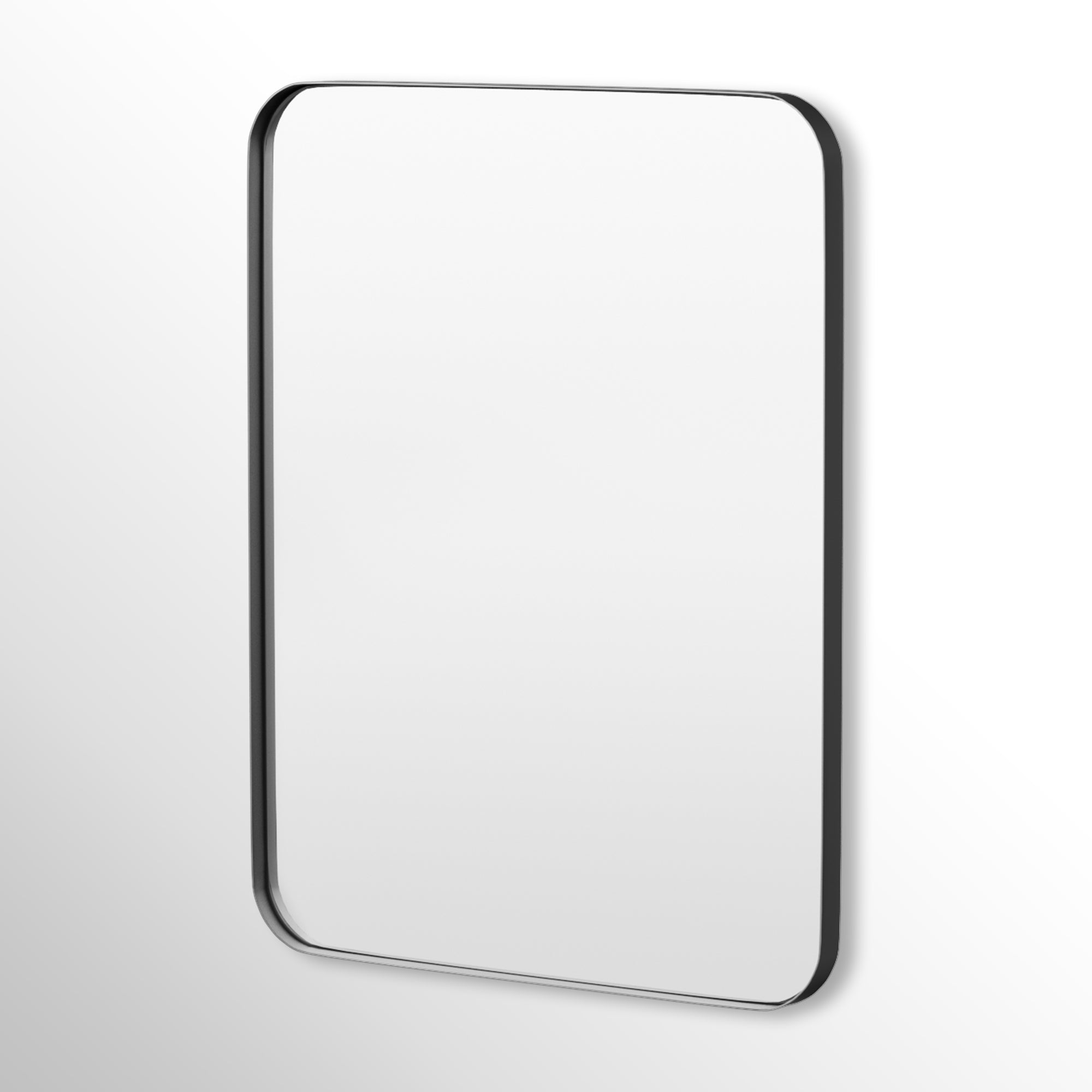 28 in. W x 36 in. H Rectangular Framed Tempered Glass Wall-Mounted Bathroom Vanity Mirror in Black