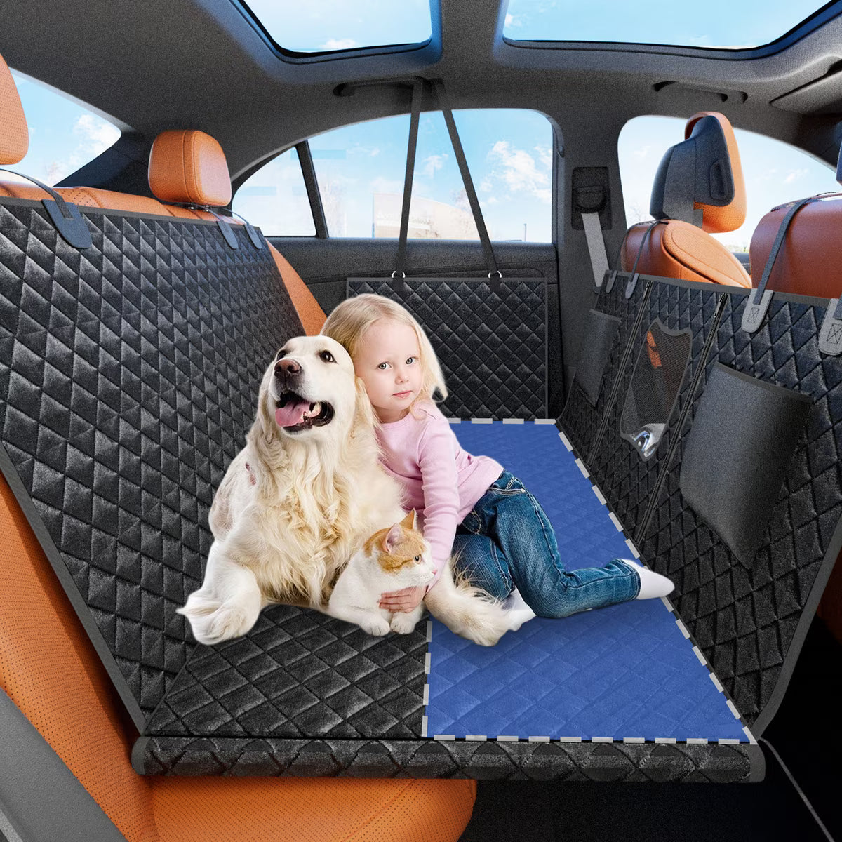 Waterproof Hammock Dog Car Back Seat Cover, Black