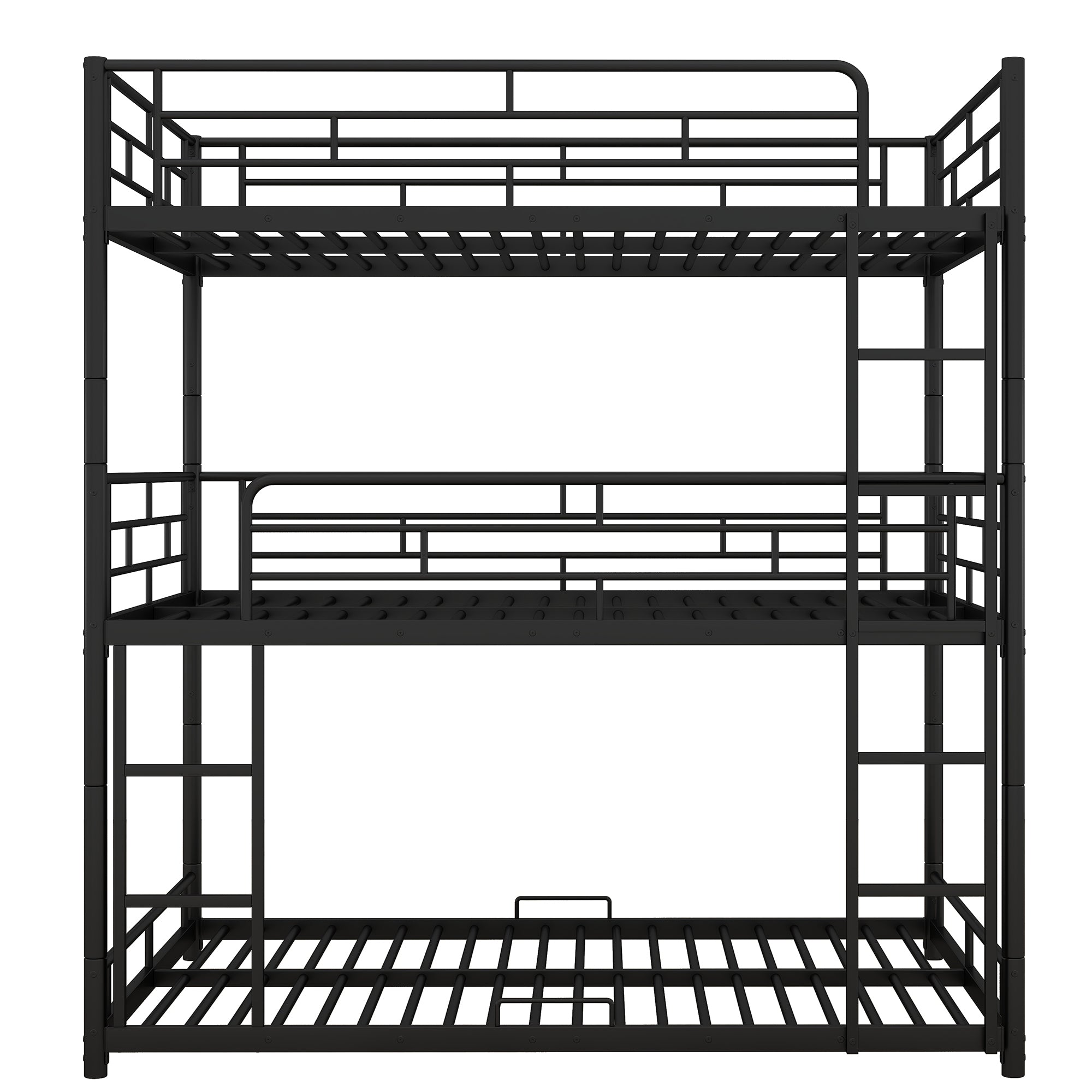 Metal Full Size Triple Bunk Bed, Black