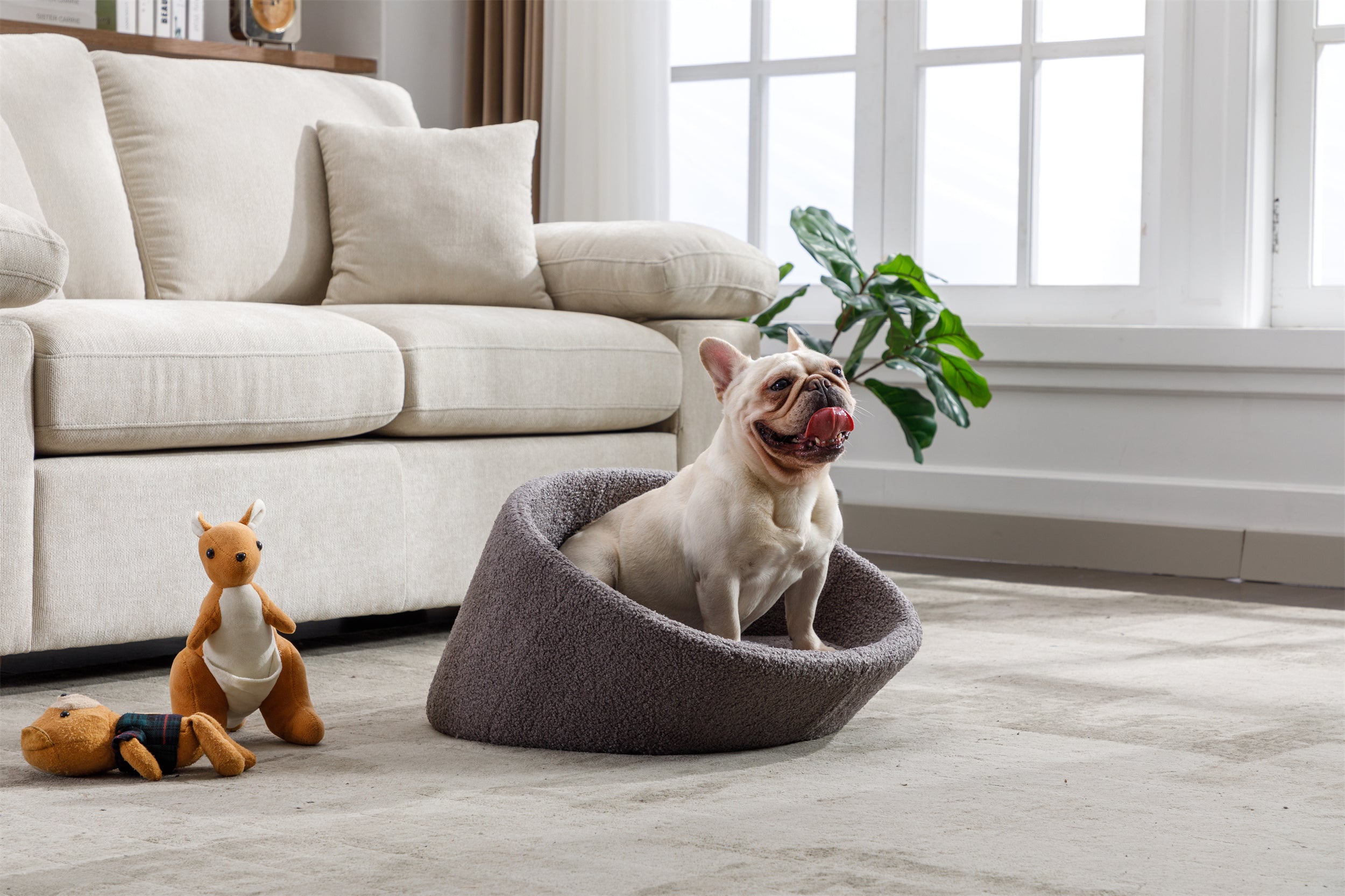 PANGPANG Cat Bed Pet Sofa With Solid Wood frame, Cashmere cover,Mid Size,GREY
