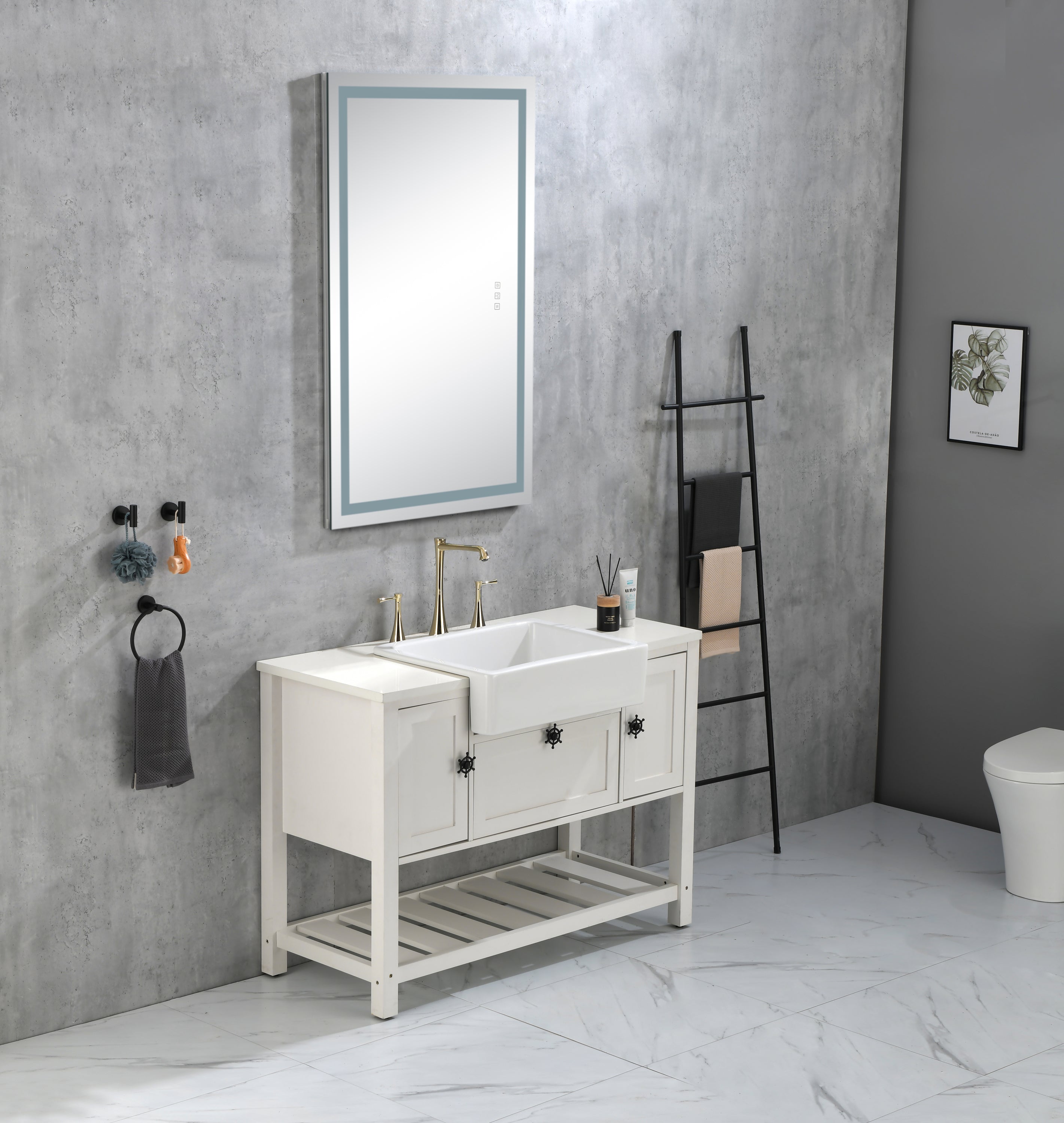 36*24 LED Lighted Bathroom Wall Mounted Mirror with High Lumen+Anti-Fog Separately Control+Dimmer Function