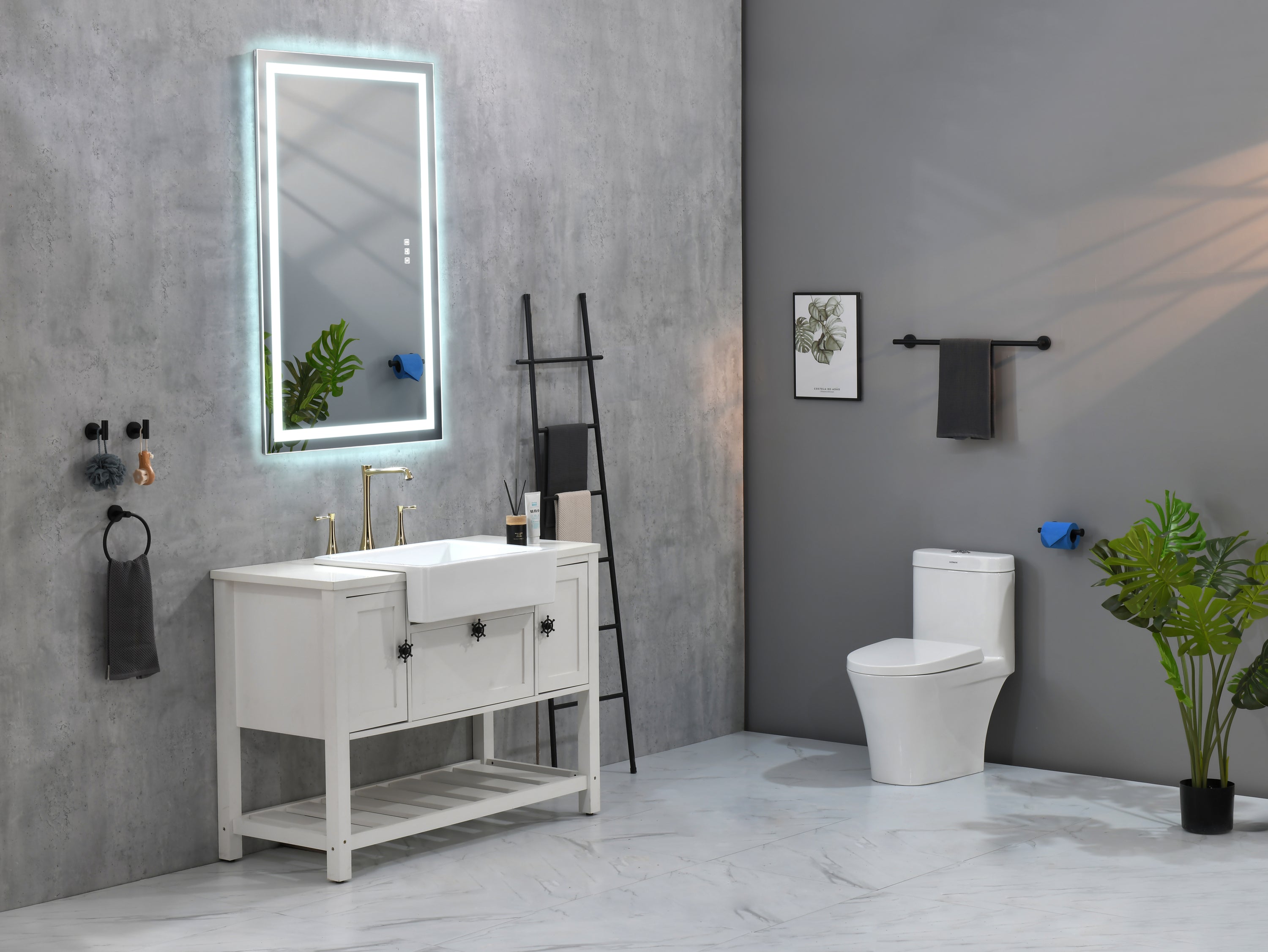 36*24 LED Lighted Bathroom Wall Mounted Mirror with High Lumen+Anti-Fog Separately Control+Dimmer Function