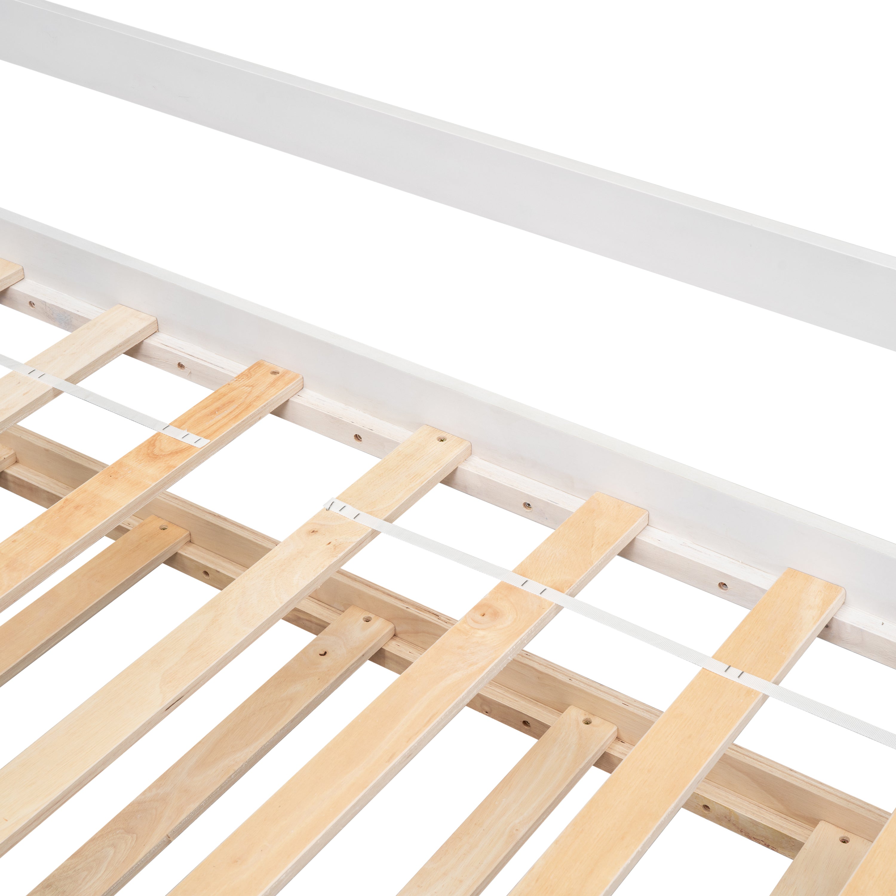 Twin Wooden Daybed with trundle, Twin House-Shaped Headboard  bed with Guardrails,White