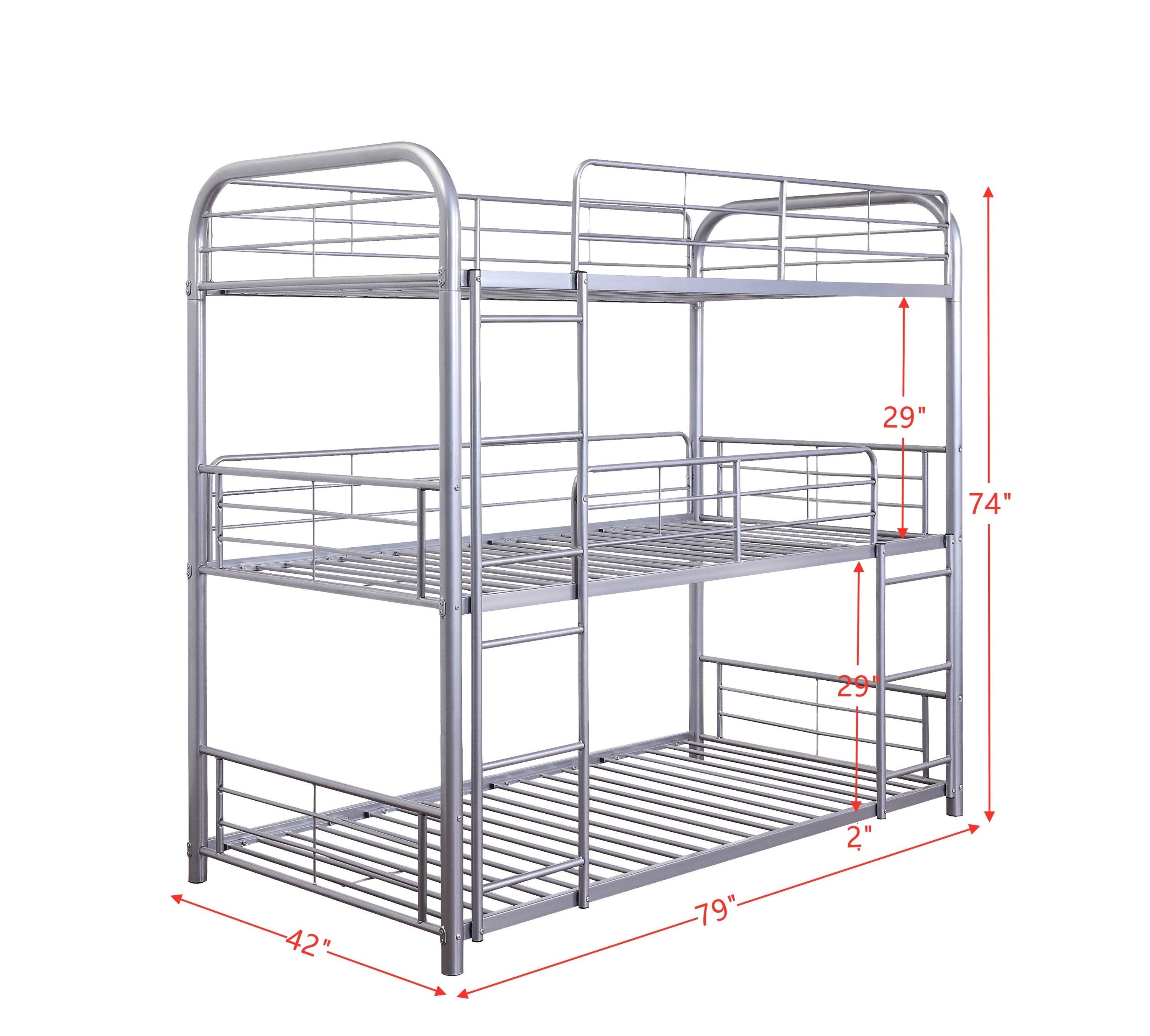 Cairo Bunk Bed - Triple Twin in Silver 38100