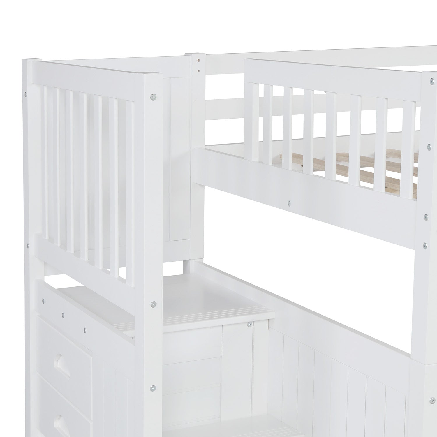 Full over Full Bunk Bed with Twin Size Trundle, White (old sku: LT000026AAK )