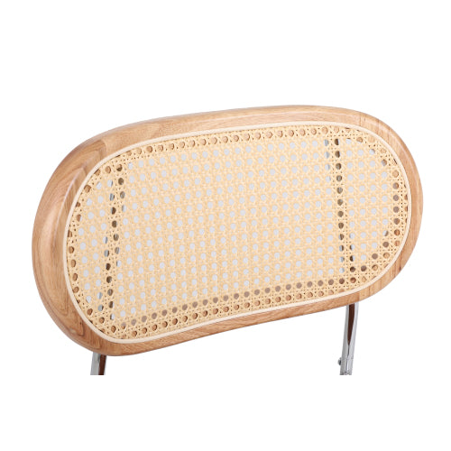 Mid Century Leisure Upholstered Dinning Chair with Rattan Backrest (Set of 2)