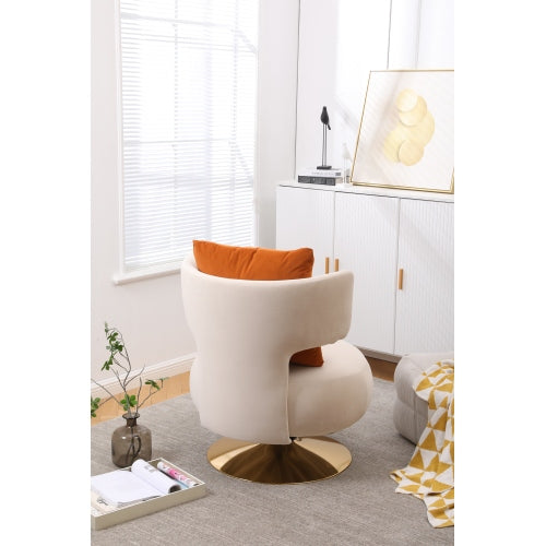 Swivel Barrel Sofa Chair with Open Back & Metal Base