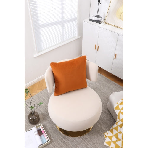 Swivel Barrel Sofa Chair with Open Back & Metal Base