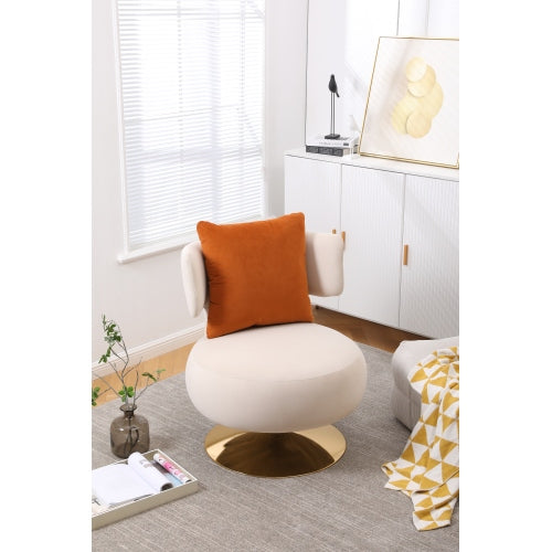 Swivel Barrel Sofa Chair with Open Back & Metal Base