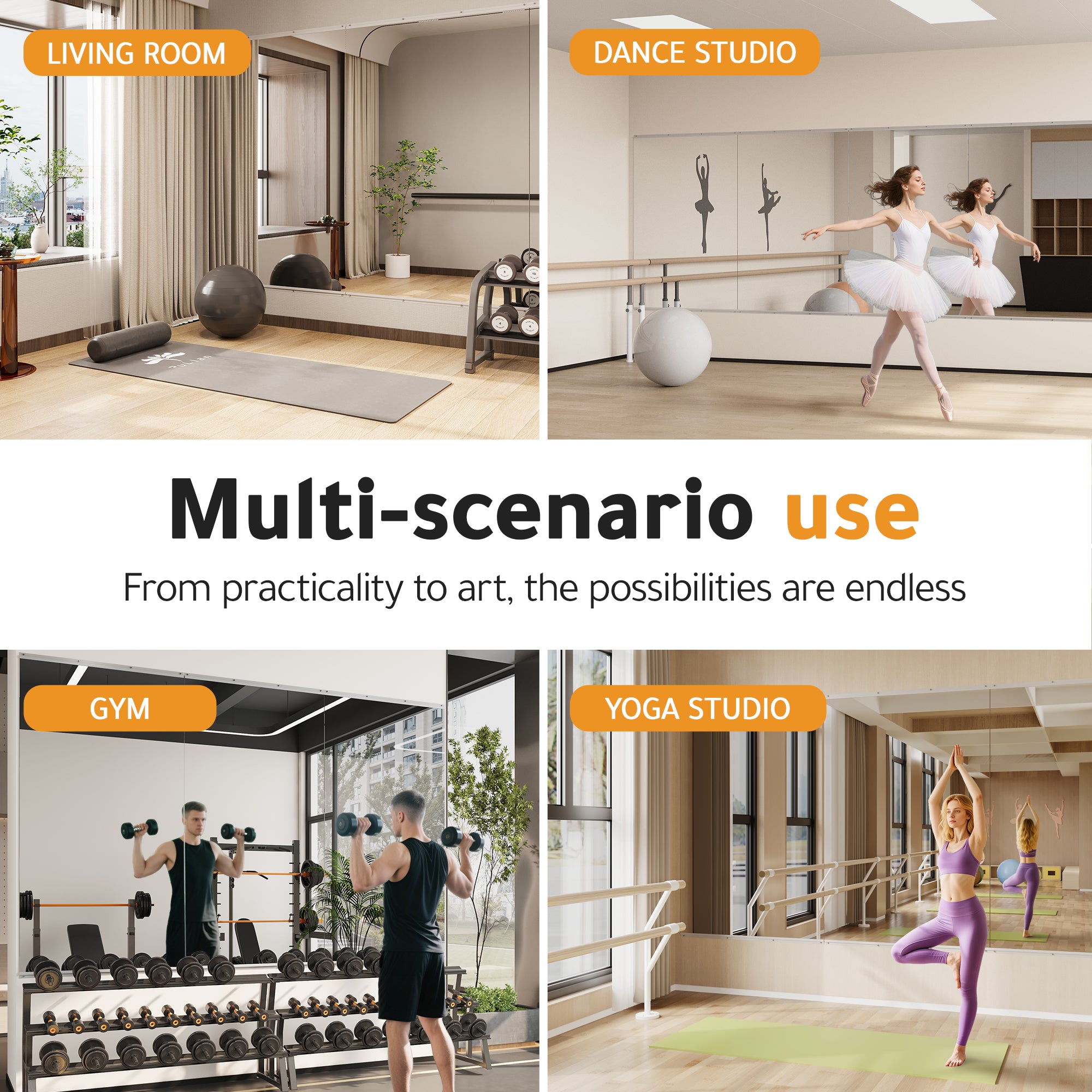 Workout Mirrors for Home Gym 60"x26"